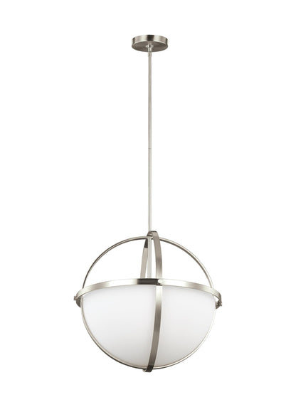 Alturas contemporary 3-light indoor dimmable ceiling pendant hanging chandelier pendant light in brushed nickel silver fin...