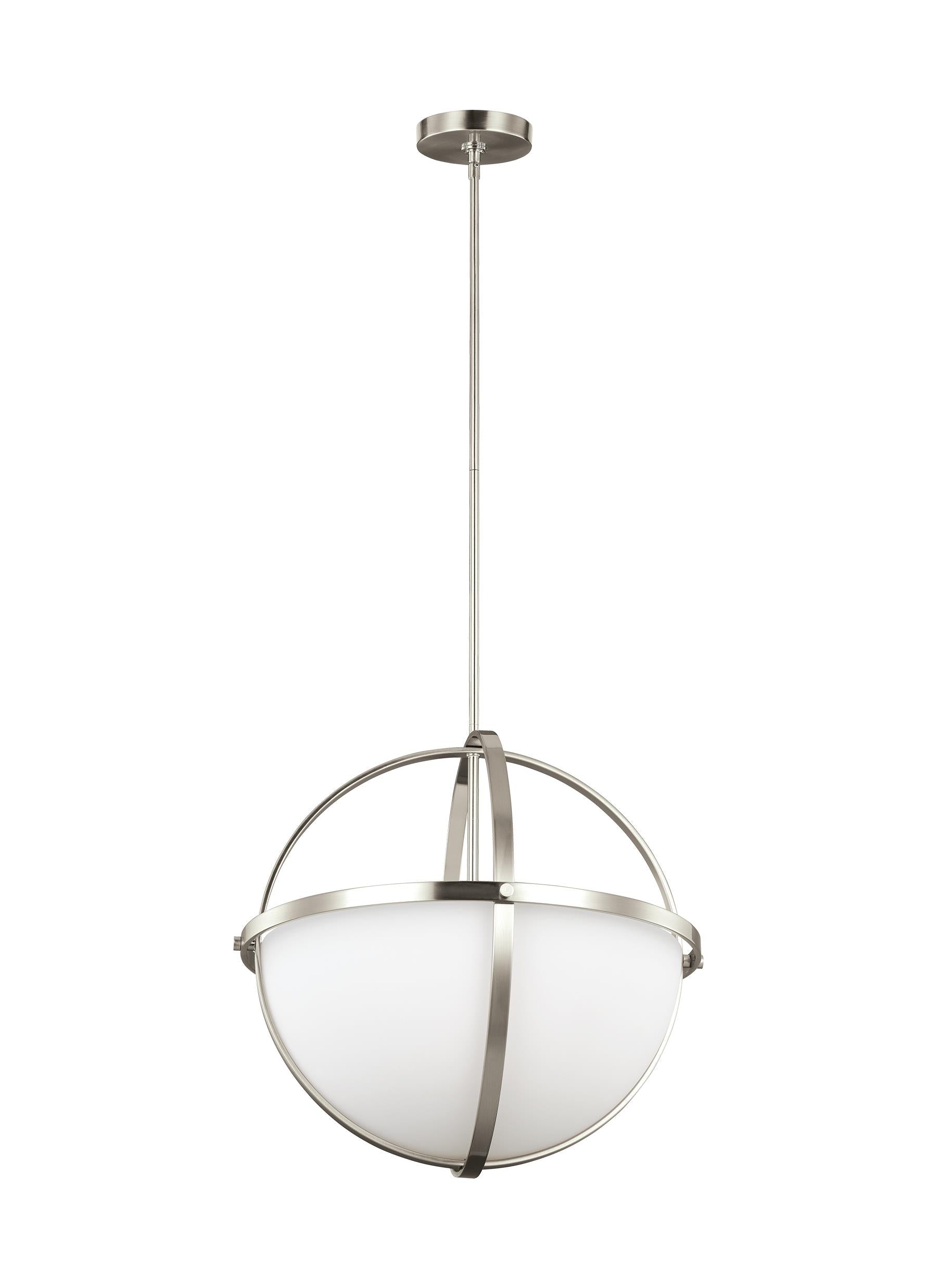 Alturas contemporary 3-light indoor dimmable ceiling pendant hanging chandelier pendant light in brushed nickel silver fin...