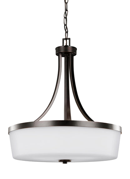 Hettinger transitional 3-light indoor dimmable ceiling pendant hanging chandelier pendant light in bronze finish with etch...