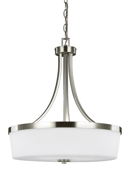 Hettinger transitional 3-light indoor dimmable ceiling pendant hanging chandelier pendant light in brushed nickel silver f...