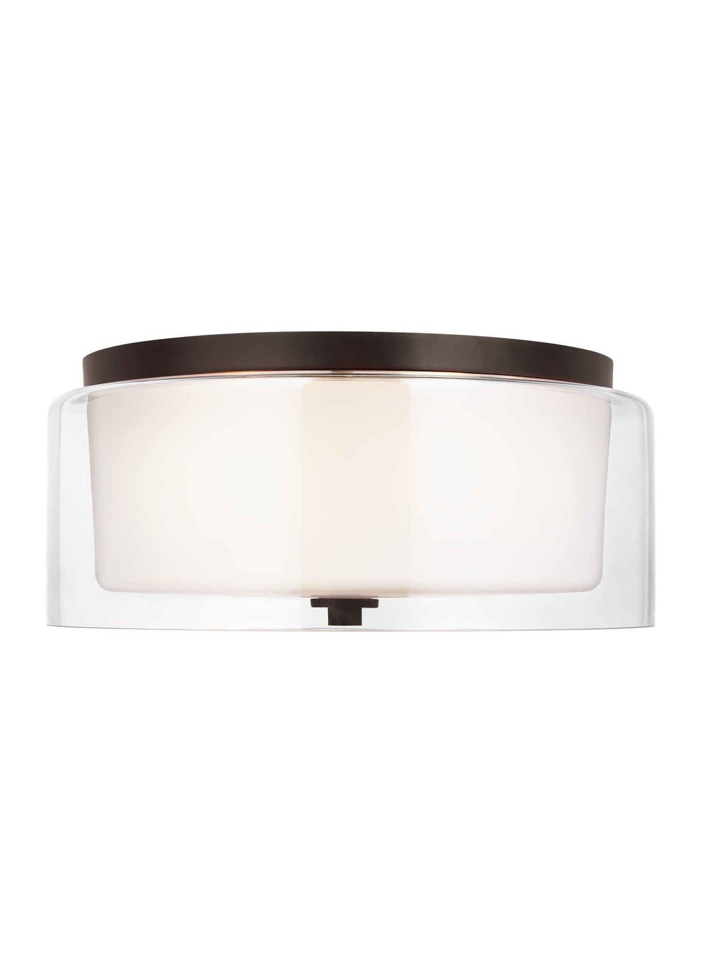 Elmwood Park traditional 2-light indoor dimmable ceiling semi-flush mount in bronze finish with satin etched glass shade a...