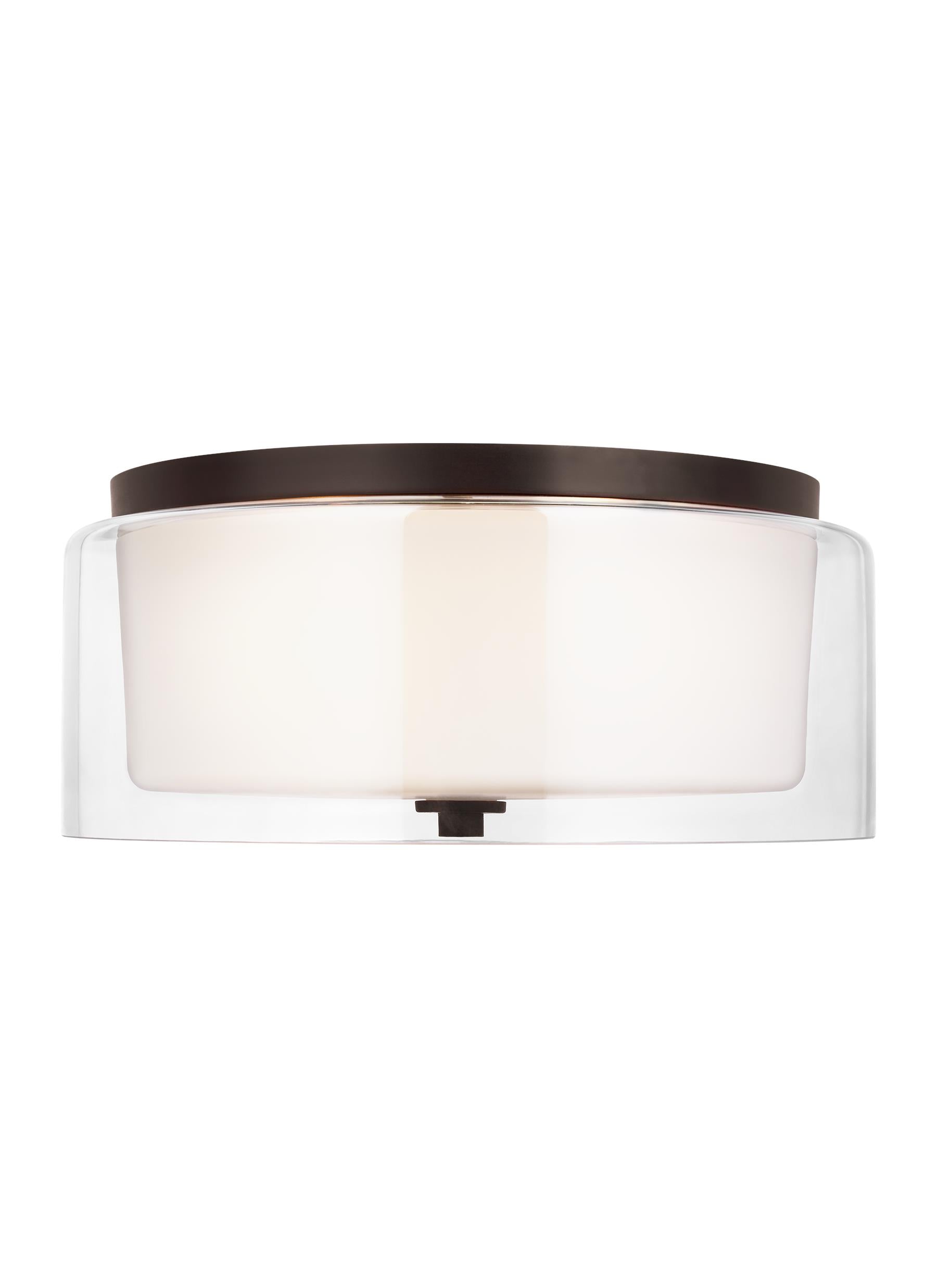 Elmwood Park traditional 2-light indoor dimmable ceiling semi-flush mount in bronze finish with satin etched glass shade a...