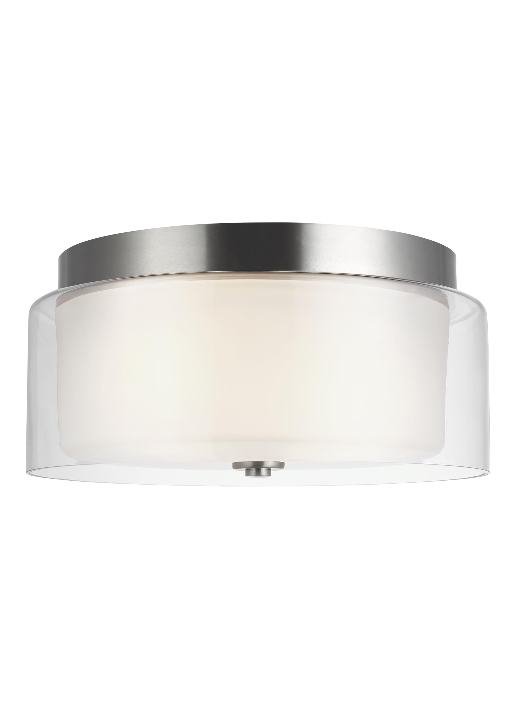 Elmwood Park traditional 2-light indoor dimmable ceiling semi-flush mount in brushed nickel silver finish with satin etche...