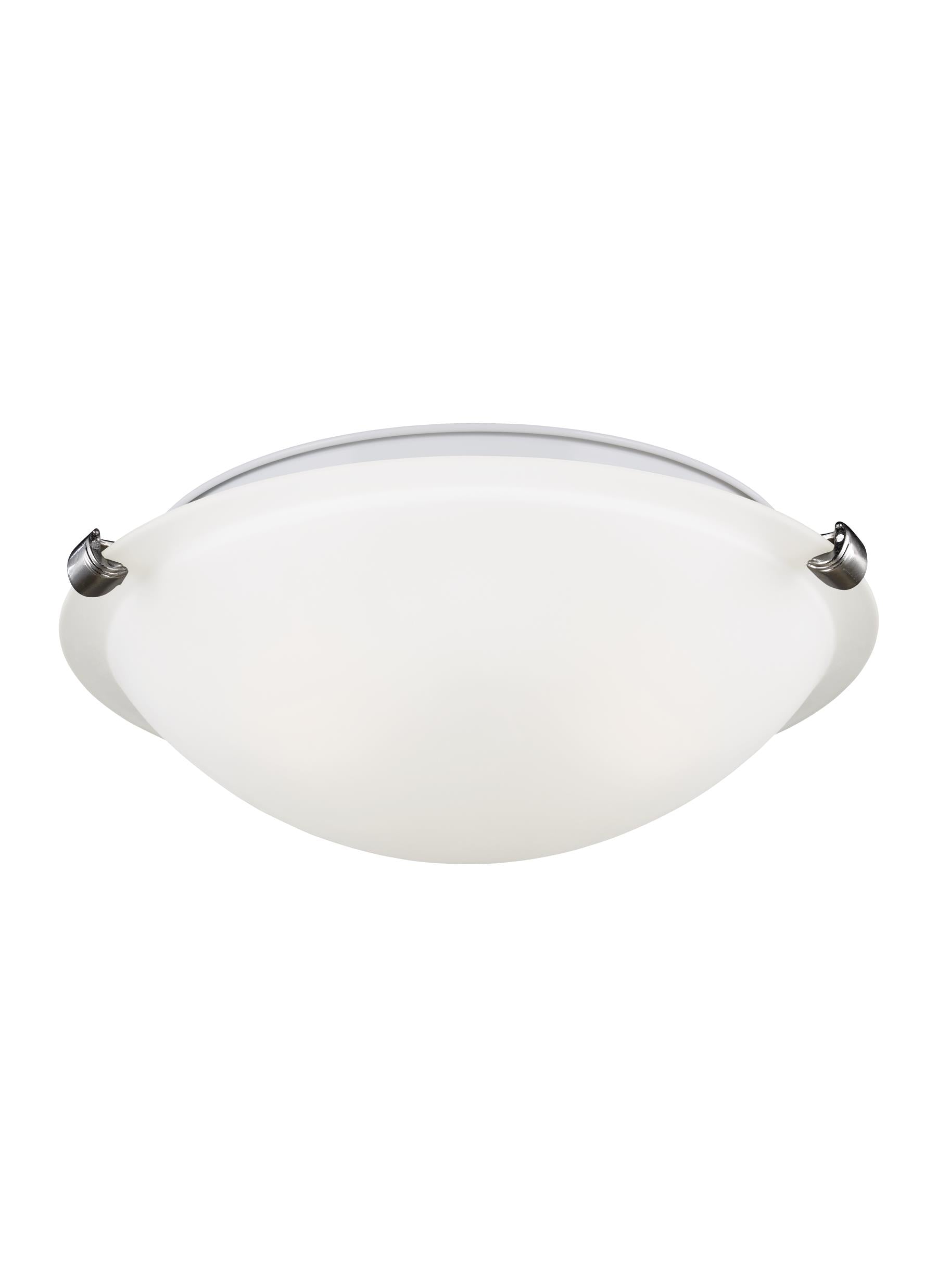 Clip Ceiling transitional 2-light indoor dimmable flush mount in brushed nickel silver finish with satin etched glass diff...