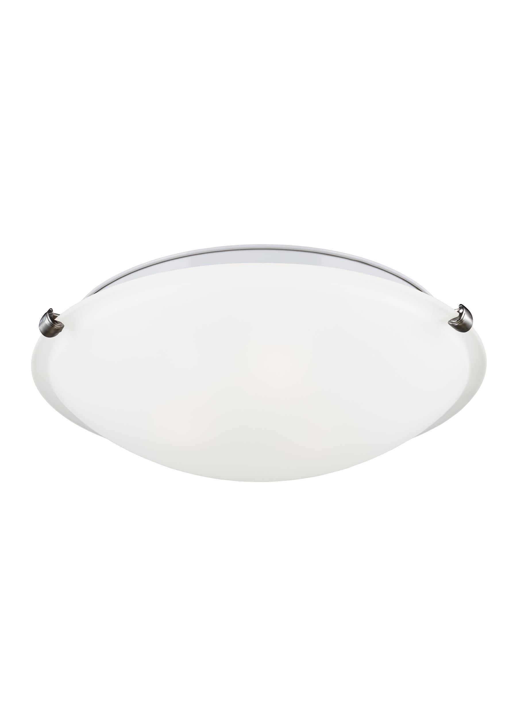 Clip Ceiling transitional 2-light indoor dimmable flush mount in brushed nickel silver finish with satin etched glass diff...