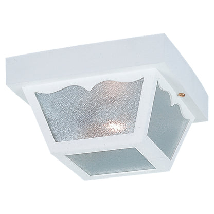 Outdoor Ceiling traditional 2-light outdoor exterior ceiling flush mount in white finish with clear textured glass panels