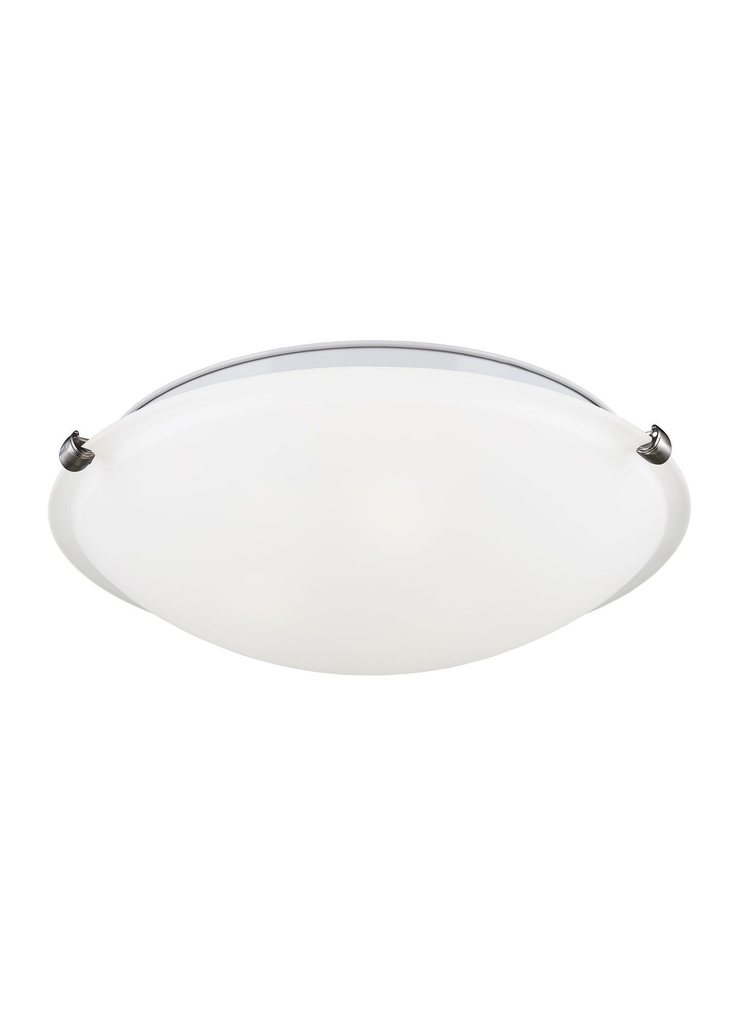 Clip Ceiling transitional 2-light LED large indoor dimmable flush mount in brushed nickel silver finish with satin etched ...