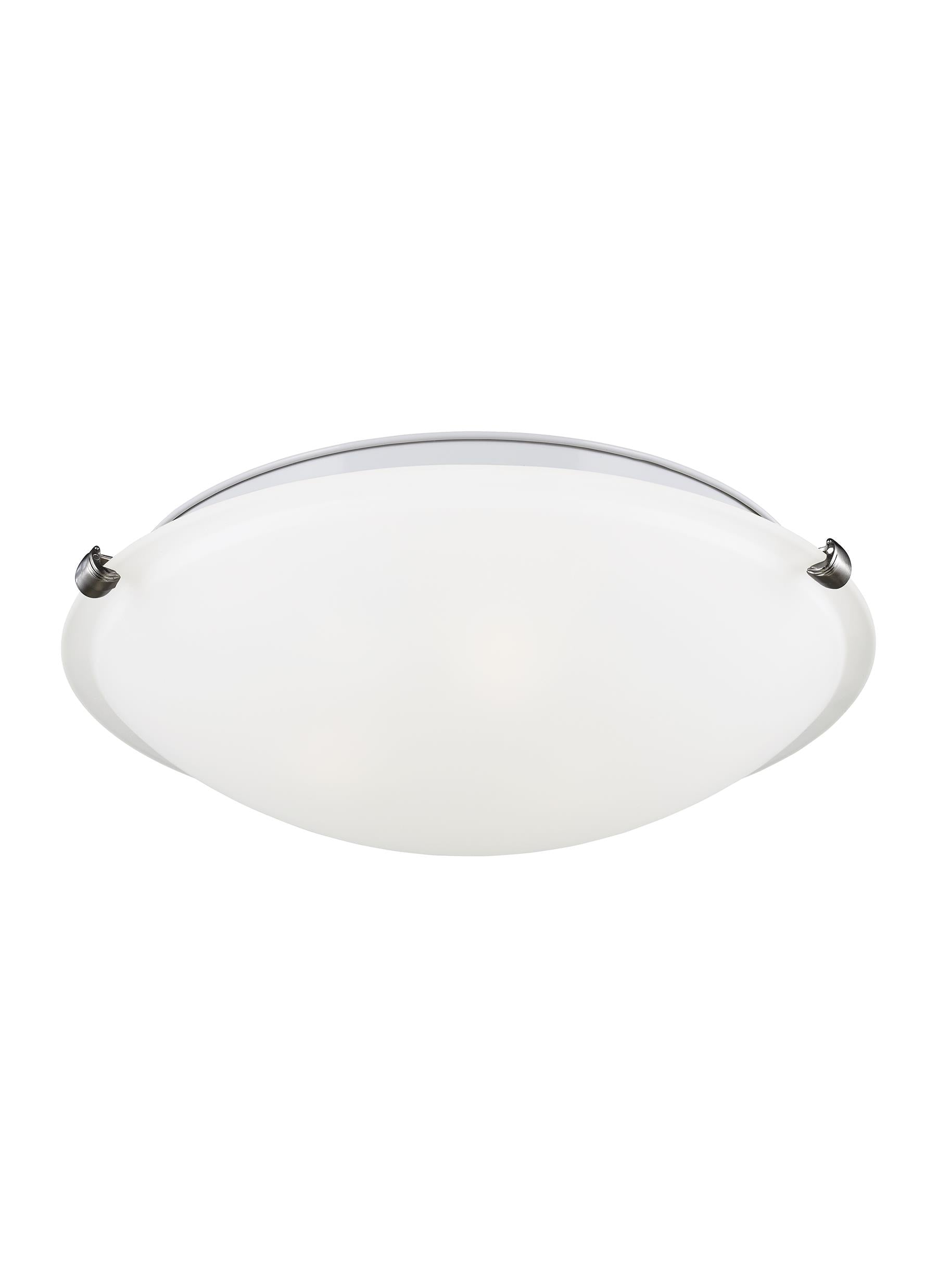 Clip Ceiling transitional 2-light LED large indoor dimmable flush mount in brushed nickel silver finish with satin etched ...