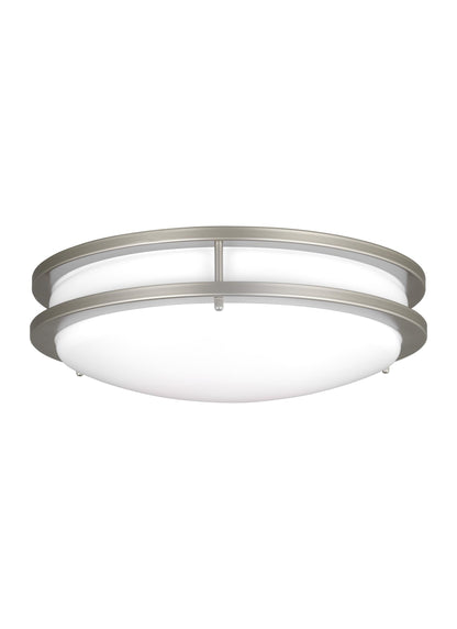 Mahone traditional dimmable indoor medium LED 1-Light flush mount ceiling fixture in a painted brushed nickel finish with ...