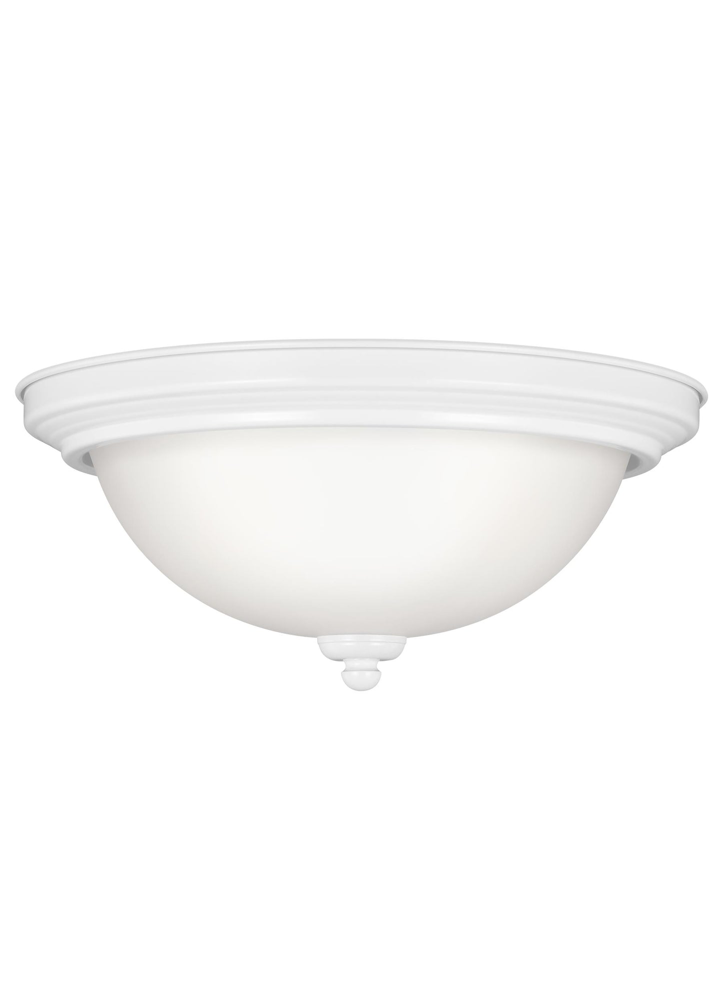 Geary transitional 2-light indoor dimmable ceiling flush mount fixture in white finish with satin etched glass shade