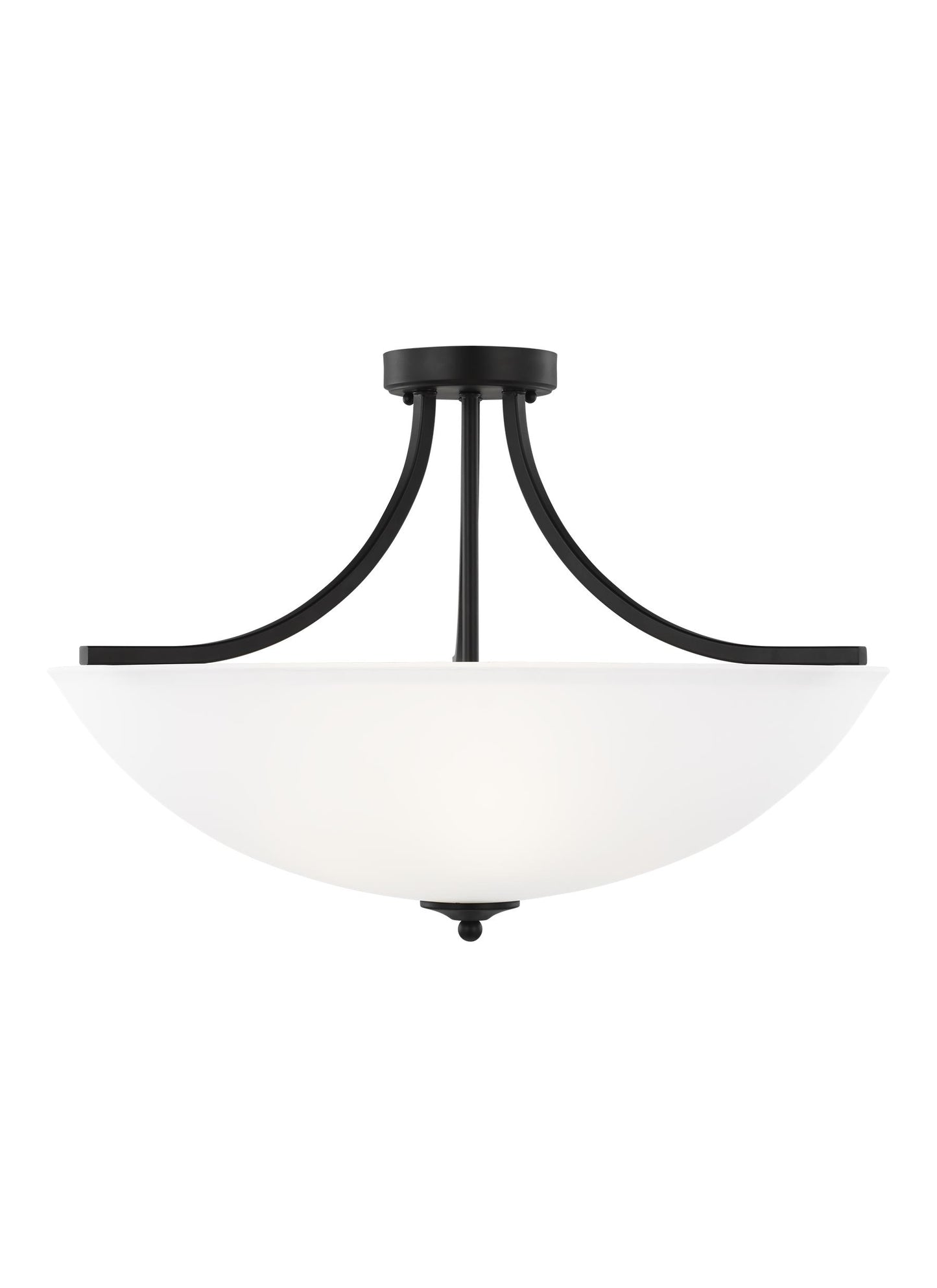 Geary transitional 4-light indoor dimmable ceiling flush mount fixture in midnight black finish with satin etched glass shade