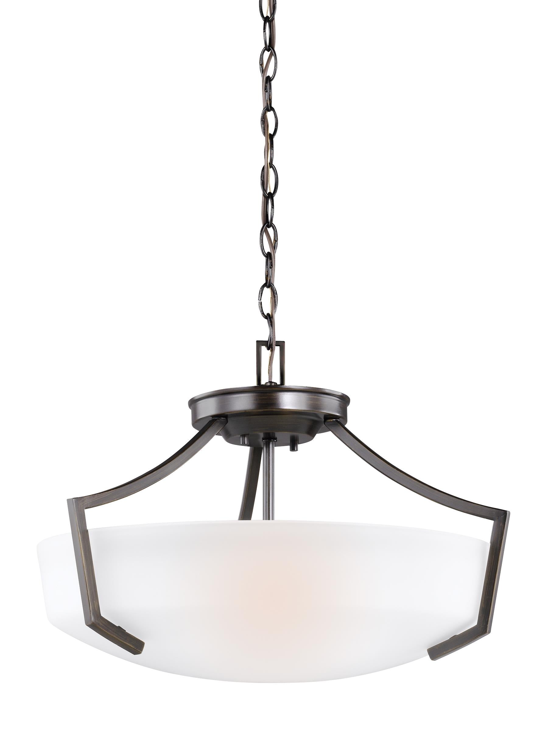 Hanford traditional 3-light indoor dimmable ceiling flush mount in bronze finish with satin etched glass shade