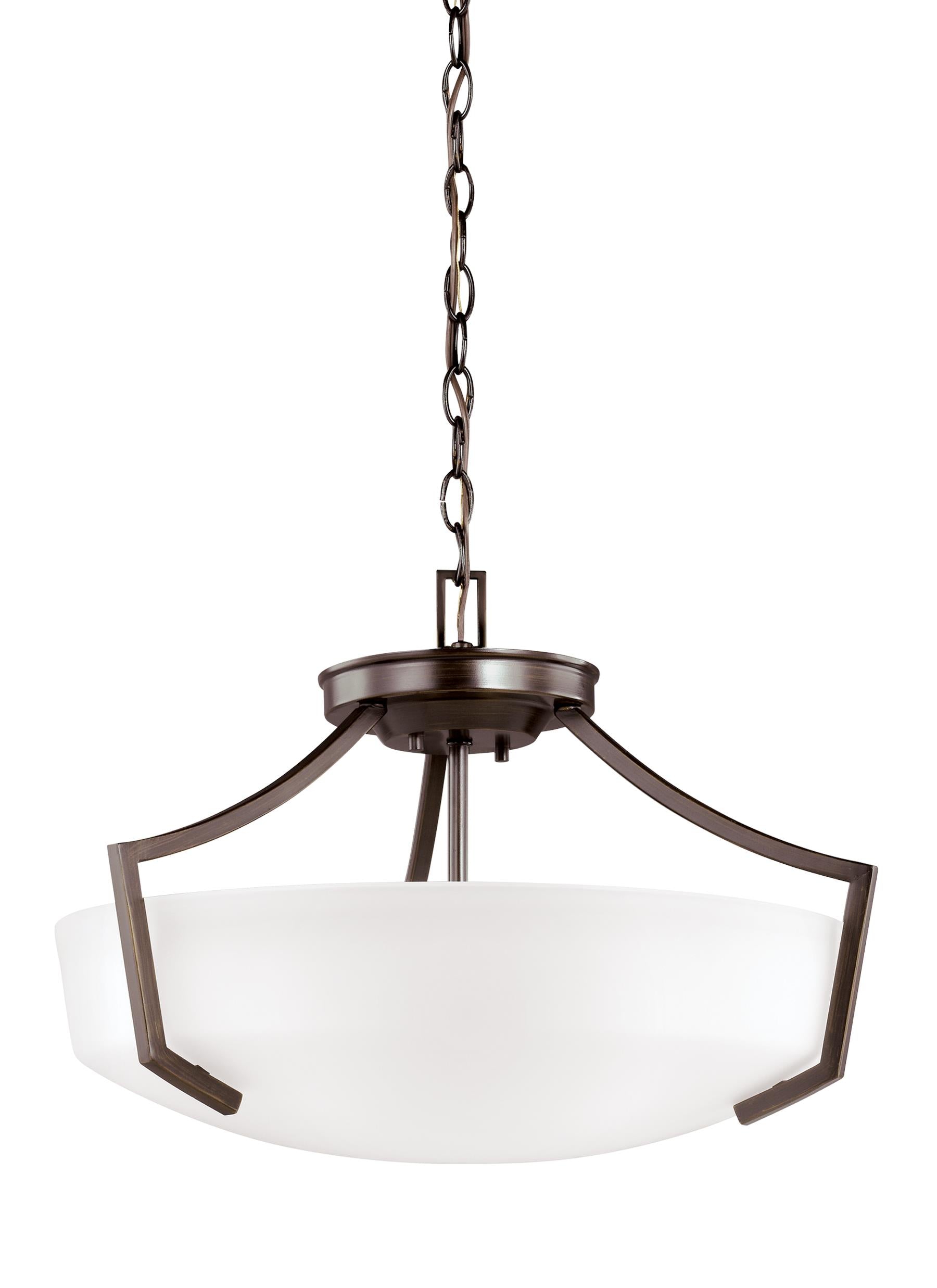 Hanford traditional 3-light indoor dimmable ceiling flush mount in bronze finish with satin etched glass shade