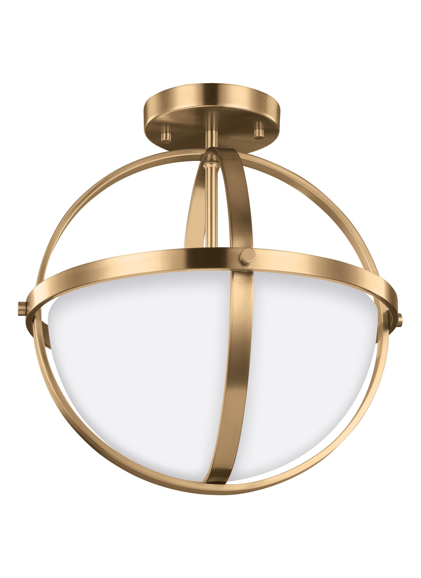 Alturas contemporary 2-light indoor dimmable ceiling semi-flush mount in satin brass gold finish with etched white inside ...