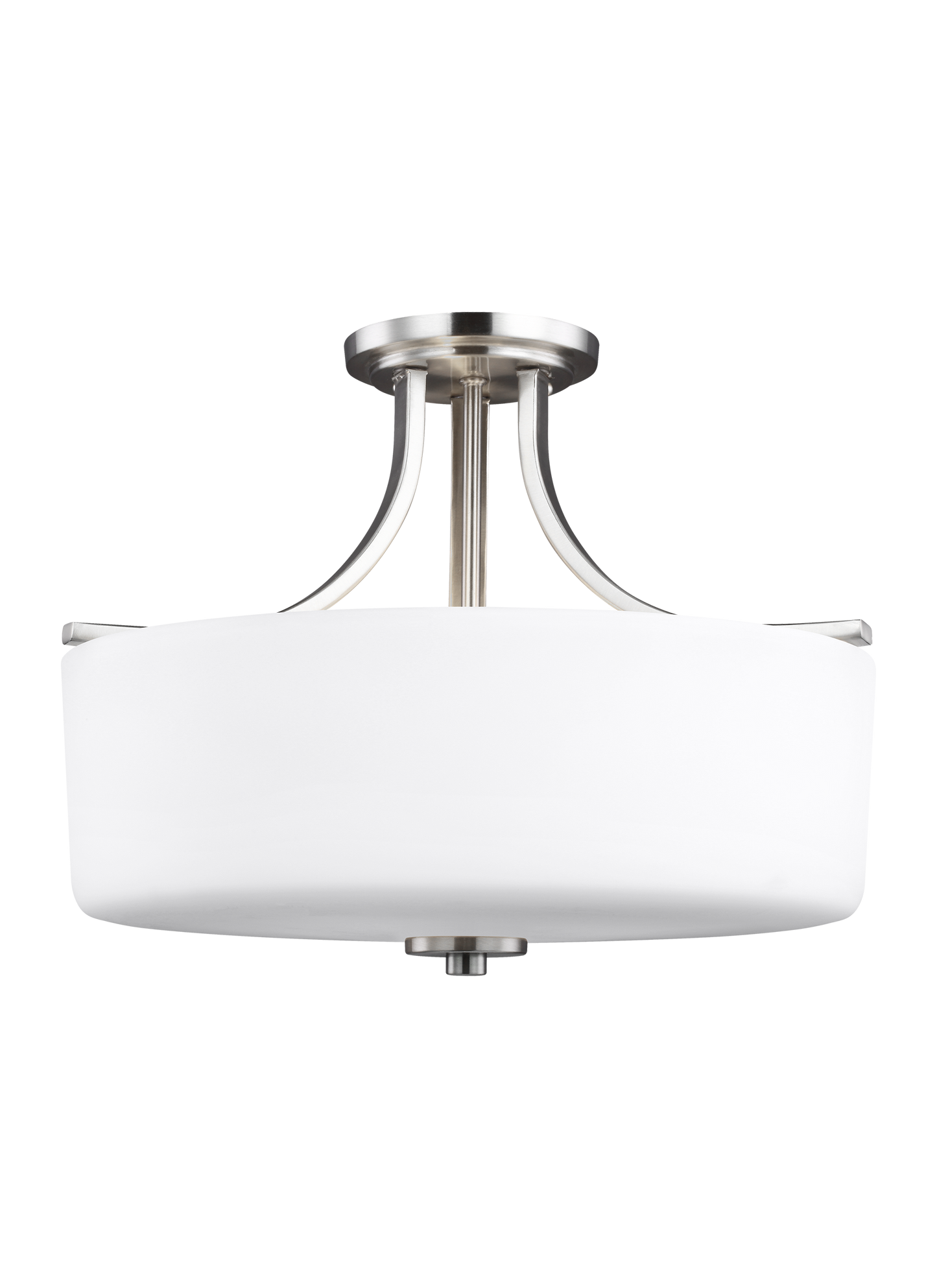 Canfield modern 3-light indoor dimmable ceiling semi-flush mount in brushed nickel silver finish with etched white inside ...