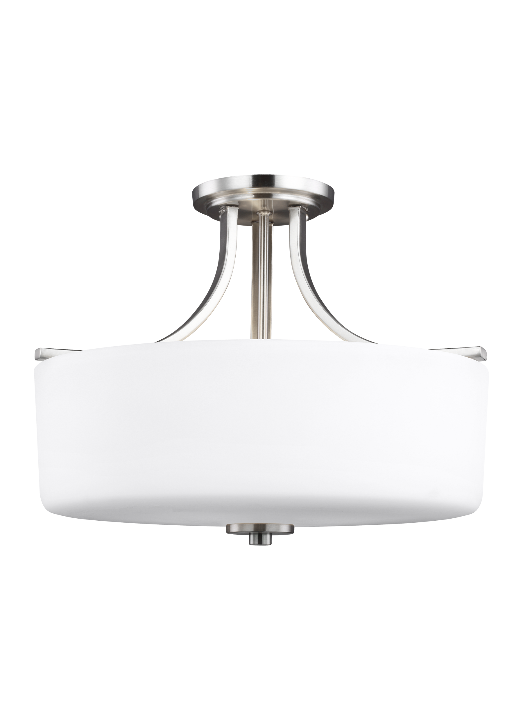 Canfield modern 3-light indoor dimmable ceiling semi-flush mount in brushed nickel silver finish with etched white inside ...