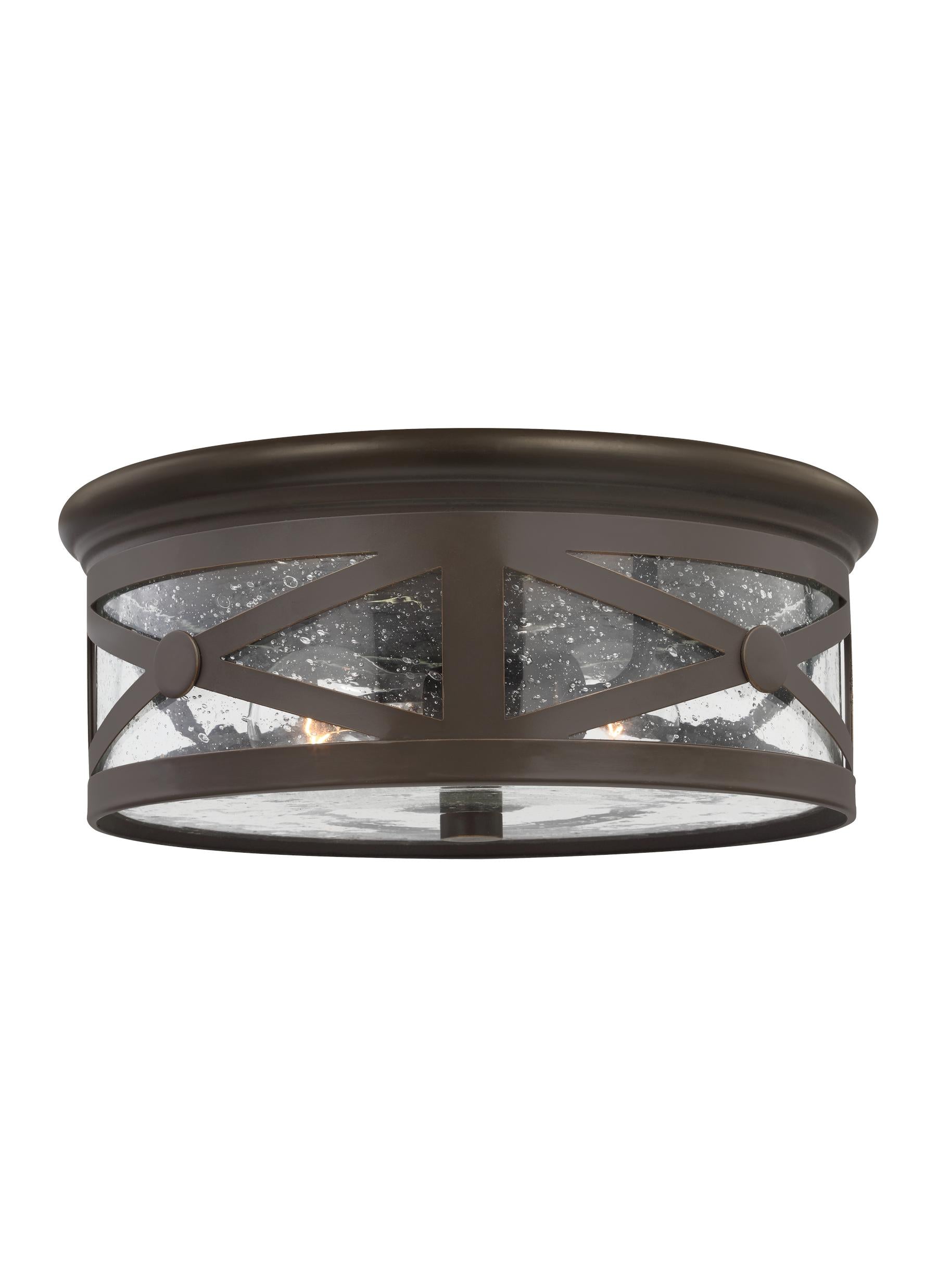 Outdoor Ceiling traditional 2-light outdoor exterior ceiling flush mount in antique bronze finish with clear seeded glass ...