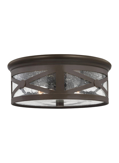 Outdoor Ceiling traditional 2-light outdoor exterior ceiling flush mount in antique bronze finish with clear seeded glass ...