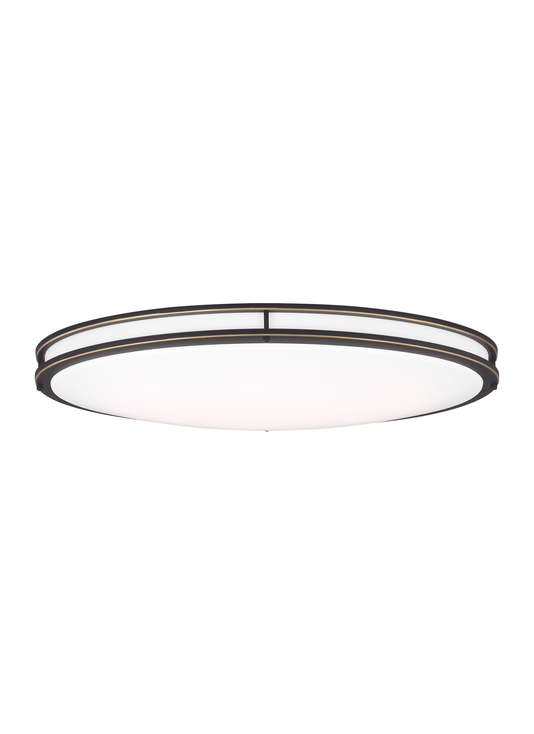 Mahone traditional dimmable indoor large LED oval 1-light flush mount ceiling fixture in an antique bronze finish with whi...
