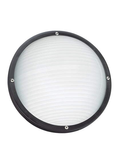 Bayside traditional 1-light outdoor exterior wall or ceiling mount in black finish with frosted white diffuser