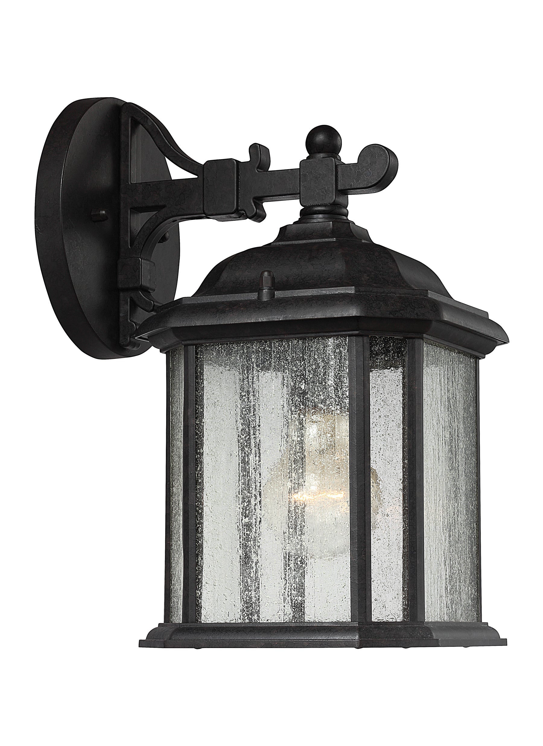 Kent traditional 1-light outdoor exterior small wall lantern sconce in oxford bronze finish with clear seeded glass panels