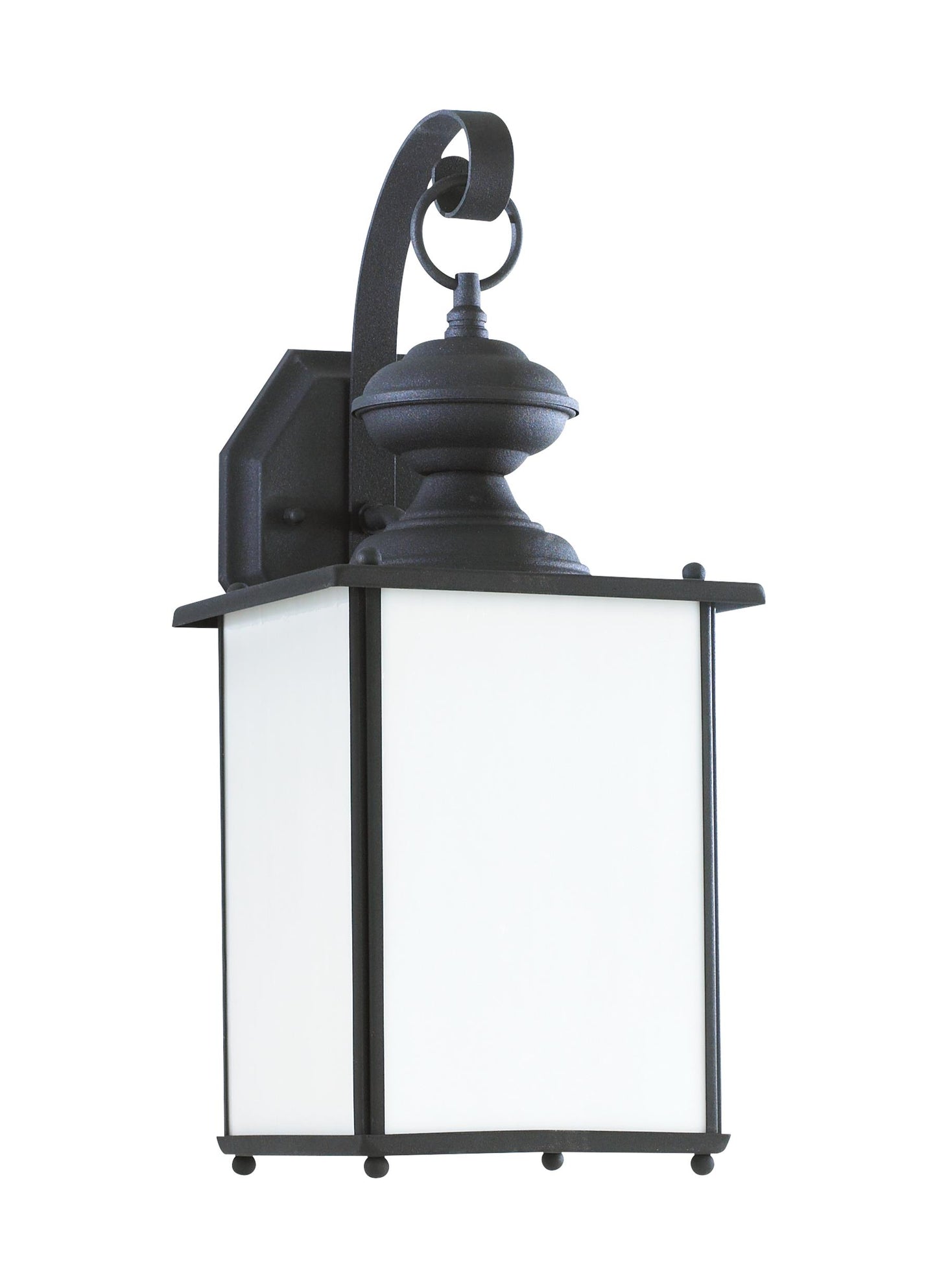 Jamestowne transitional 1-light outdoor exterior Dark Sky compliant wall lantern sconce in black finish with etched white ...