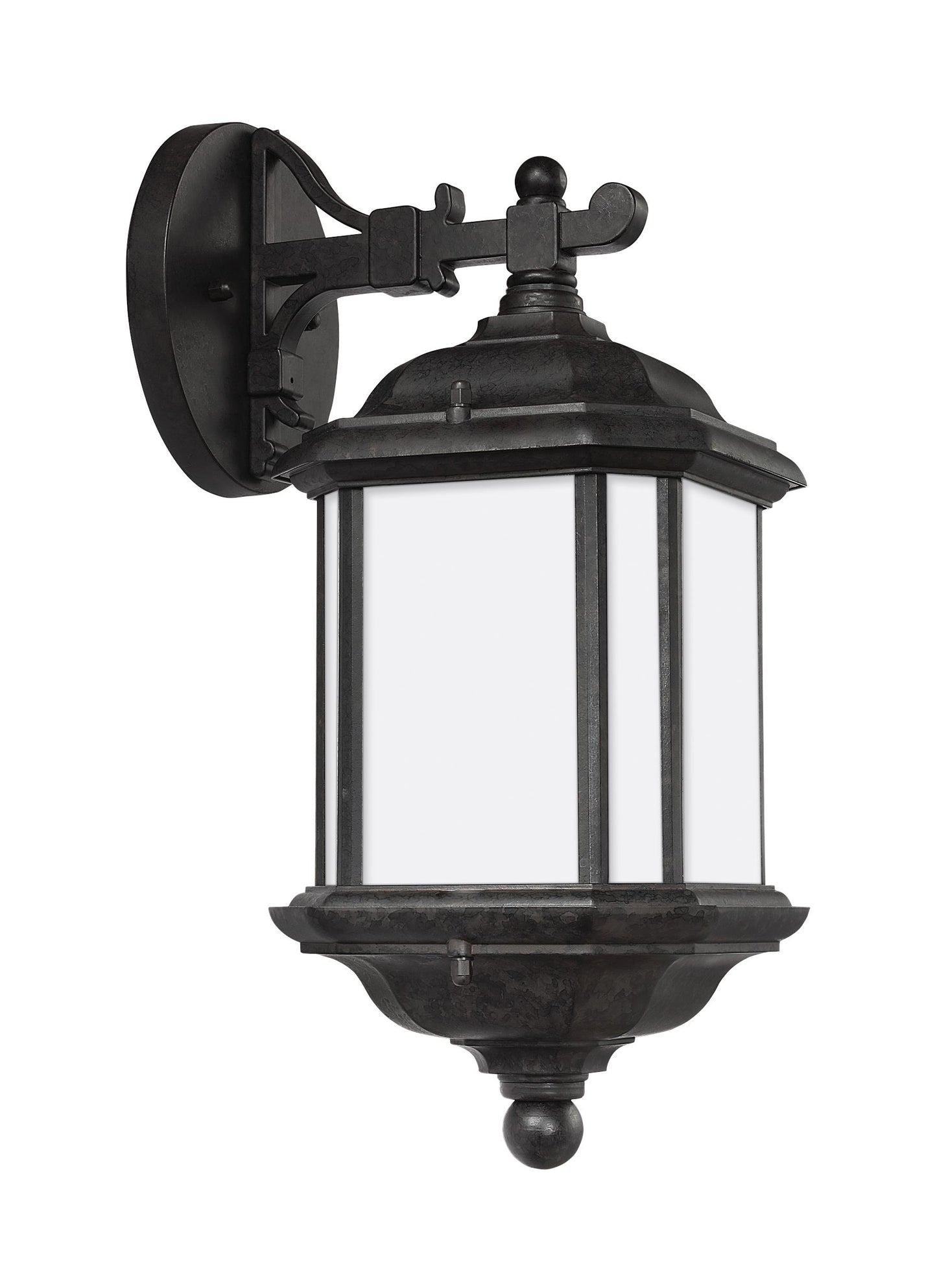 Kent traditional 1-light outdoor exterior medium wall lantern sconce in oxford bronze finish with satin etched glass panels