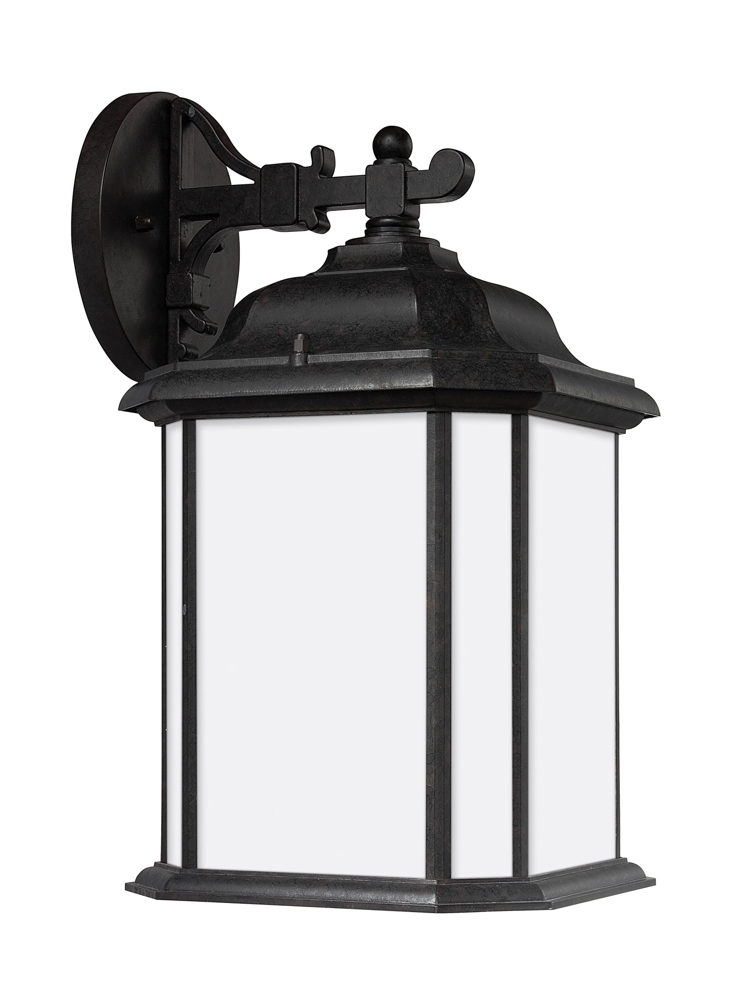 Kent traditional 1-light outdoor exterior large wall lantern sconce in oxford bronze finish with satin etched glass panels