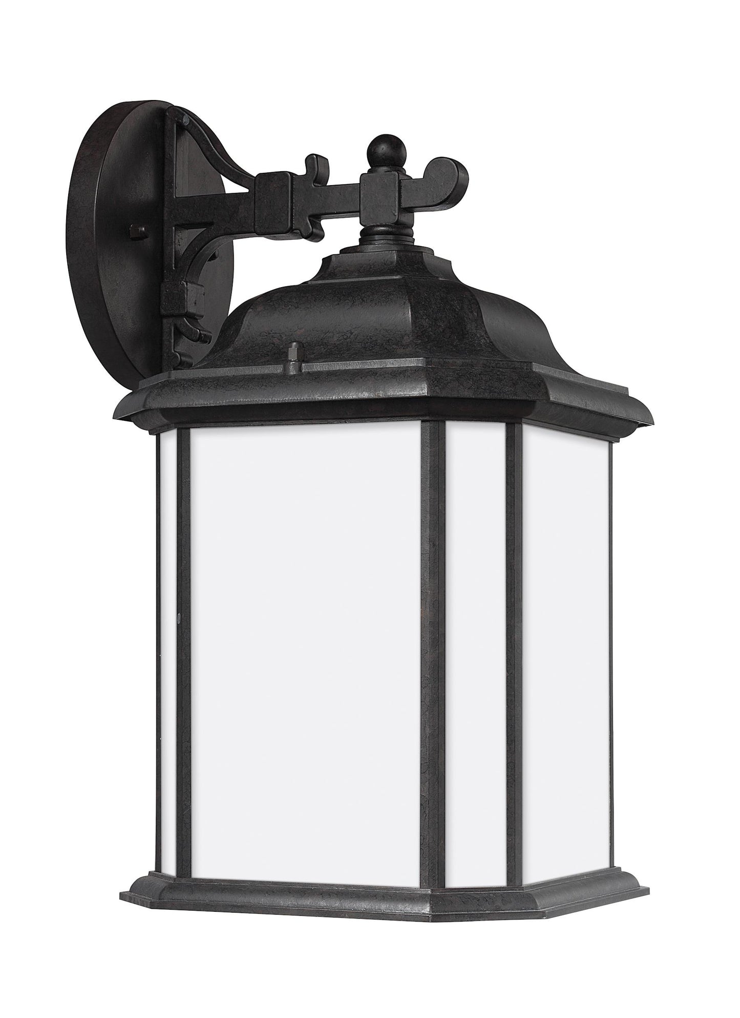 Kent traditional 1-light outdoor exterior large wall lantern sconce in oxford bronze finish with satin etched glass panels