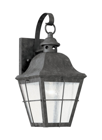 Chatham traditional 1-light outdoor exterior wall lantern sconce in oxidized bronze finish with clear seeded glass panels