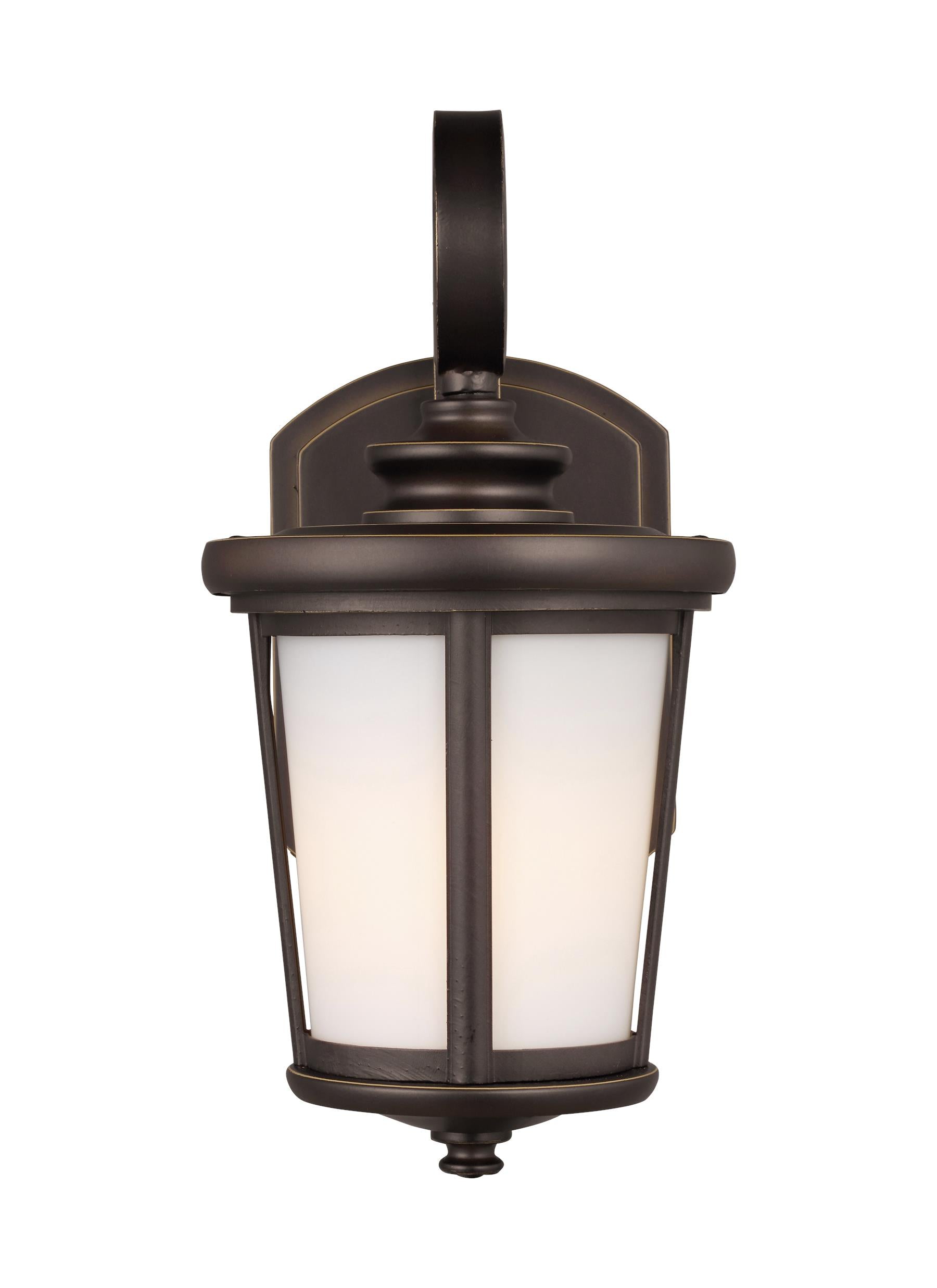 Eddington modern 1-light outdoor exterior small wall lantern sconce in antique bronze finish with cased opal etched glass ...