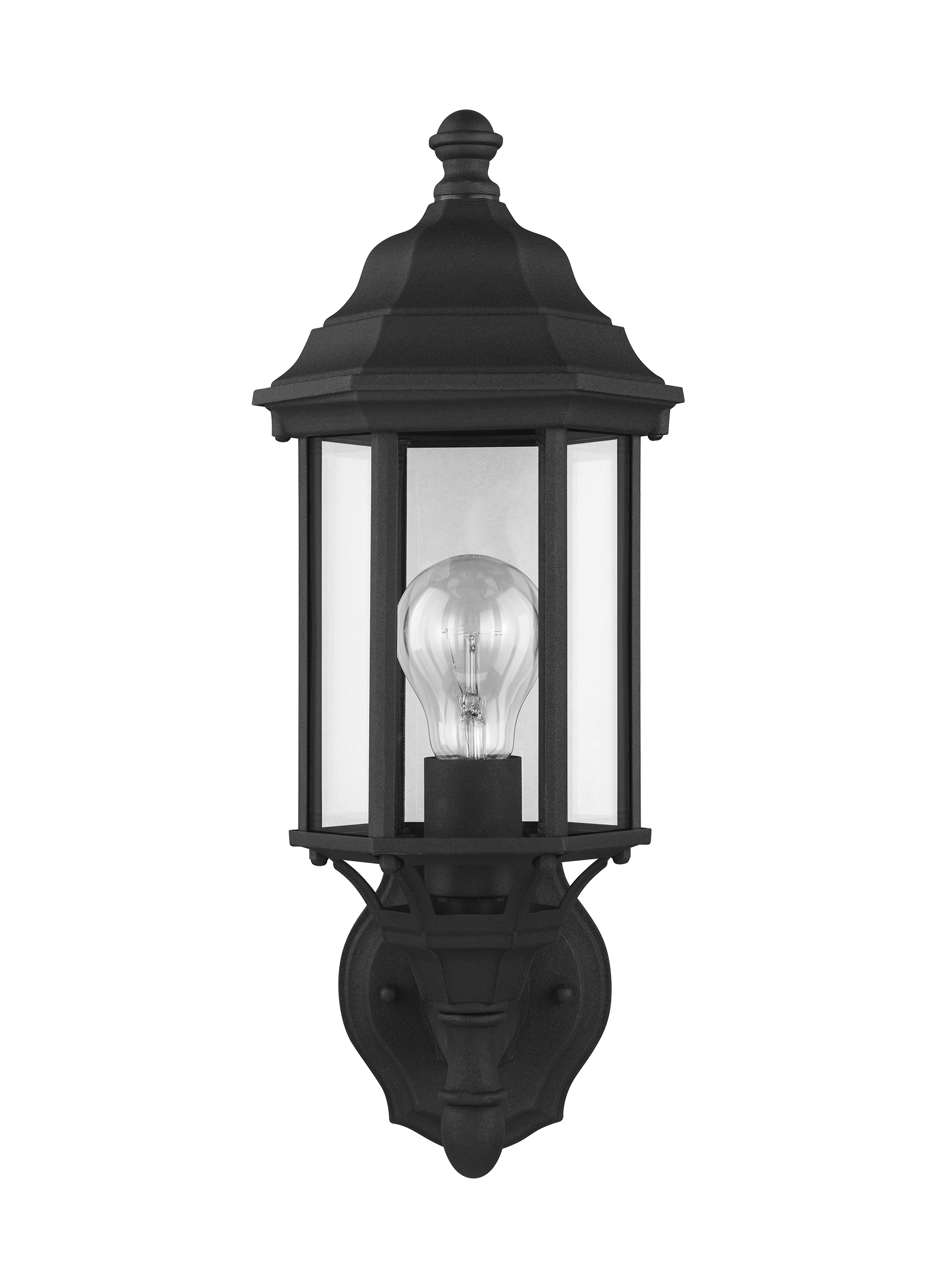 Sevier traditional 1-light outdoor exterior small uplight outdoor wall lantern sconce in black finish with clear glass panels