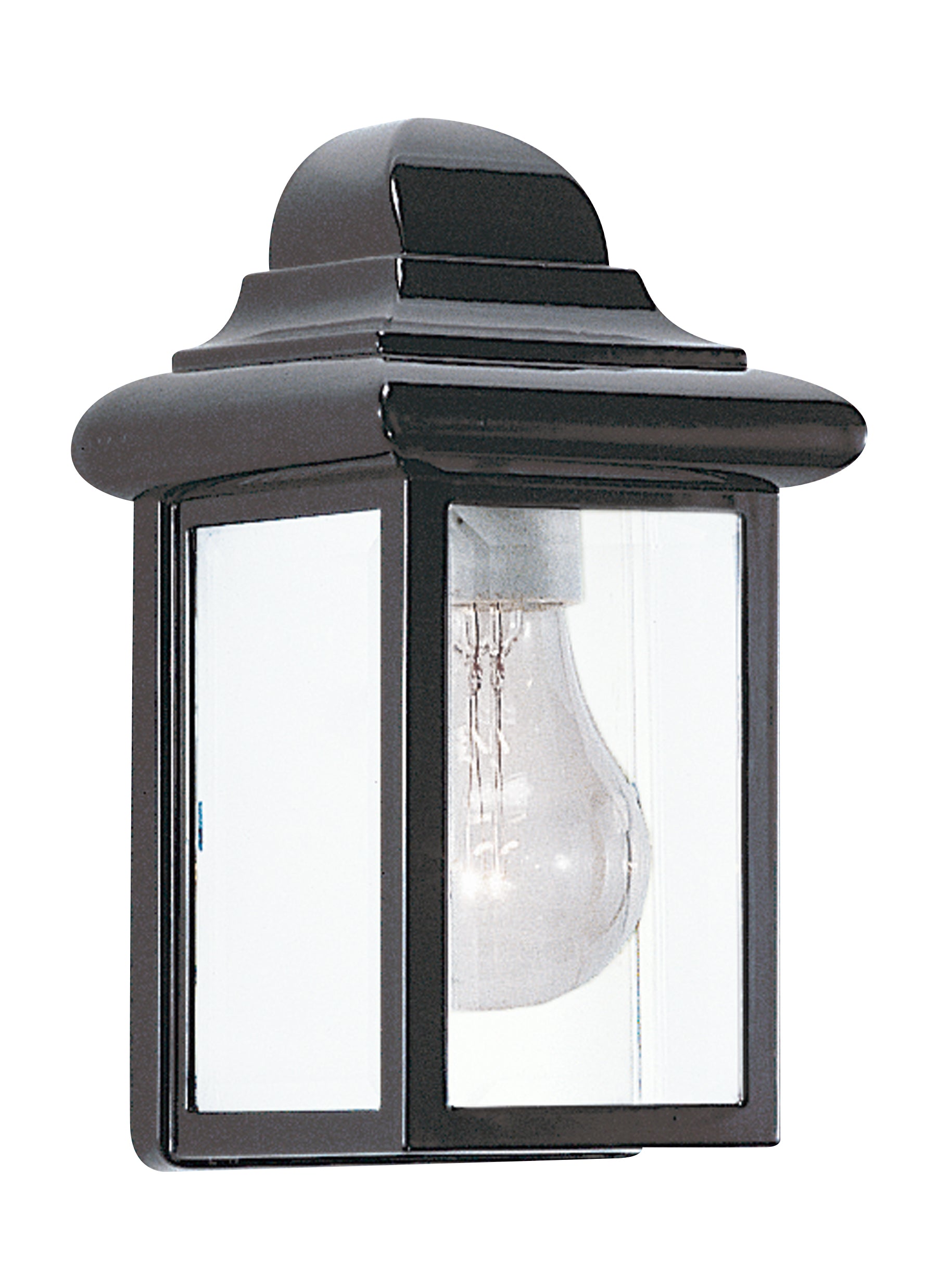Mullberry Hill traditional 1-light outdoor exterior wall lantern sconce in black finish with clear beveled glass panels