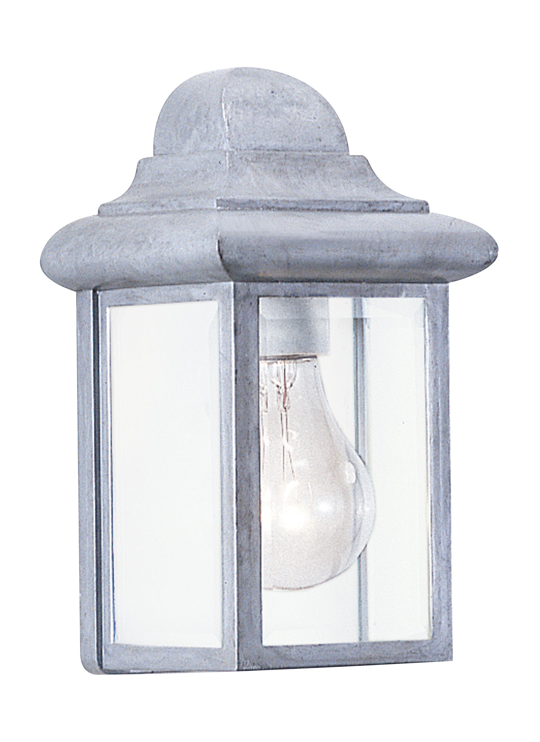 Mullberry Hill traditional 1-light outdoor exterior wall lantern sconce in pewter finish with clear beveled glass panels