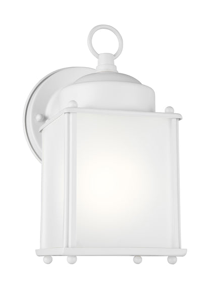 New Castle traditional 1-light outdoor exterior wall lantern sconce in white finish with clear glass panels