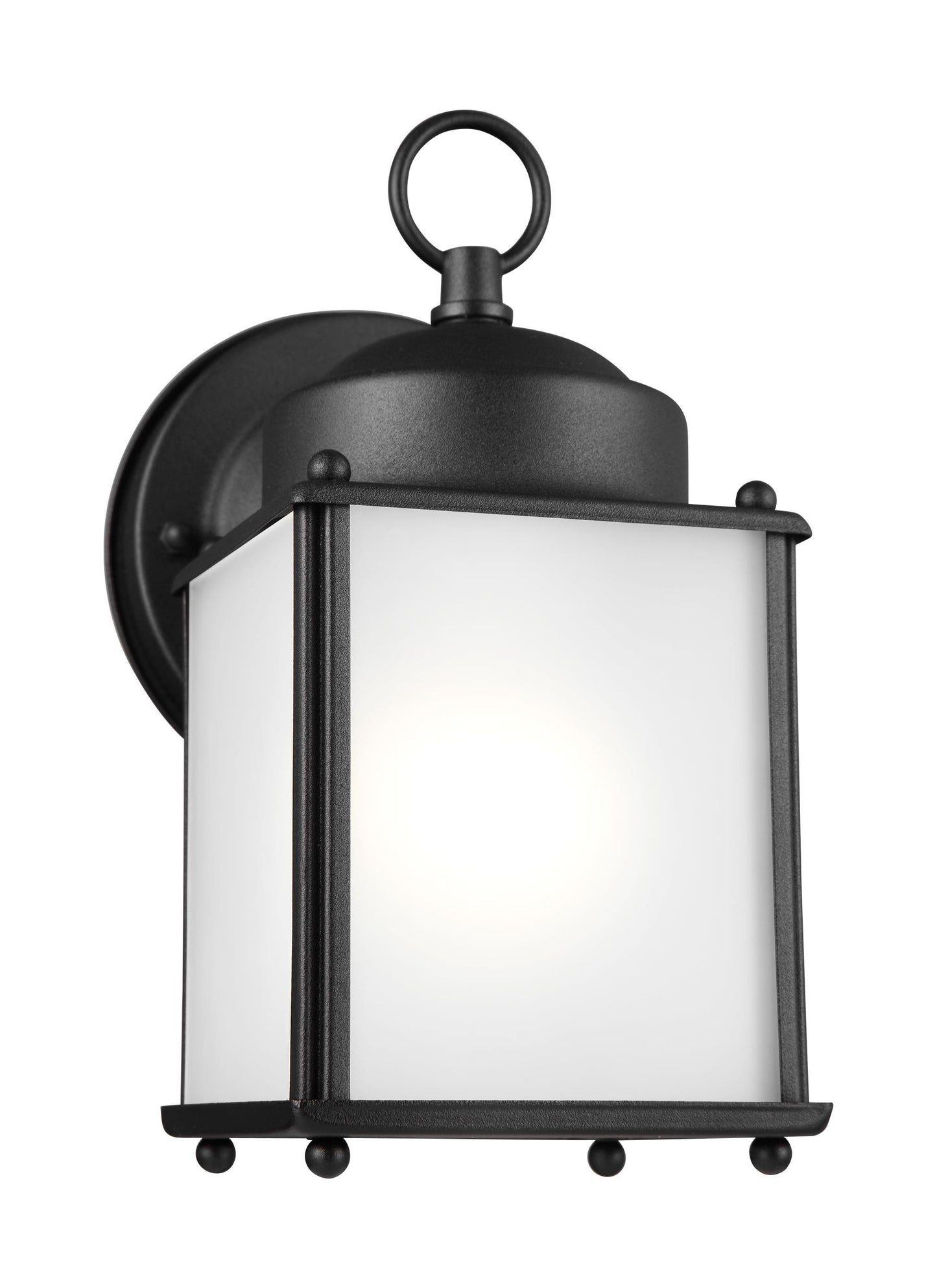 New Castle traditional 1-light outdoor exterior wall lantern sconce in black finish with clear glass panels