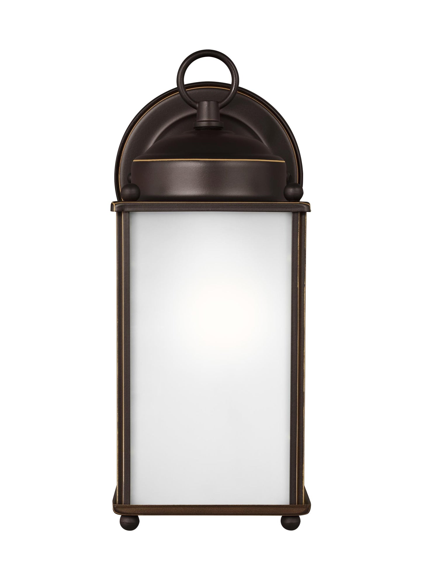New Castle traditional 1-light outdoor exterior large wall lantern sconce in antique bronze finish with satin etched glass...
