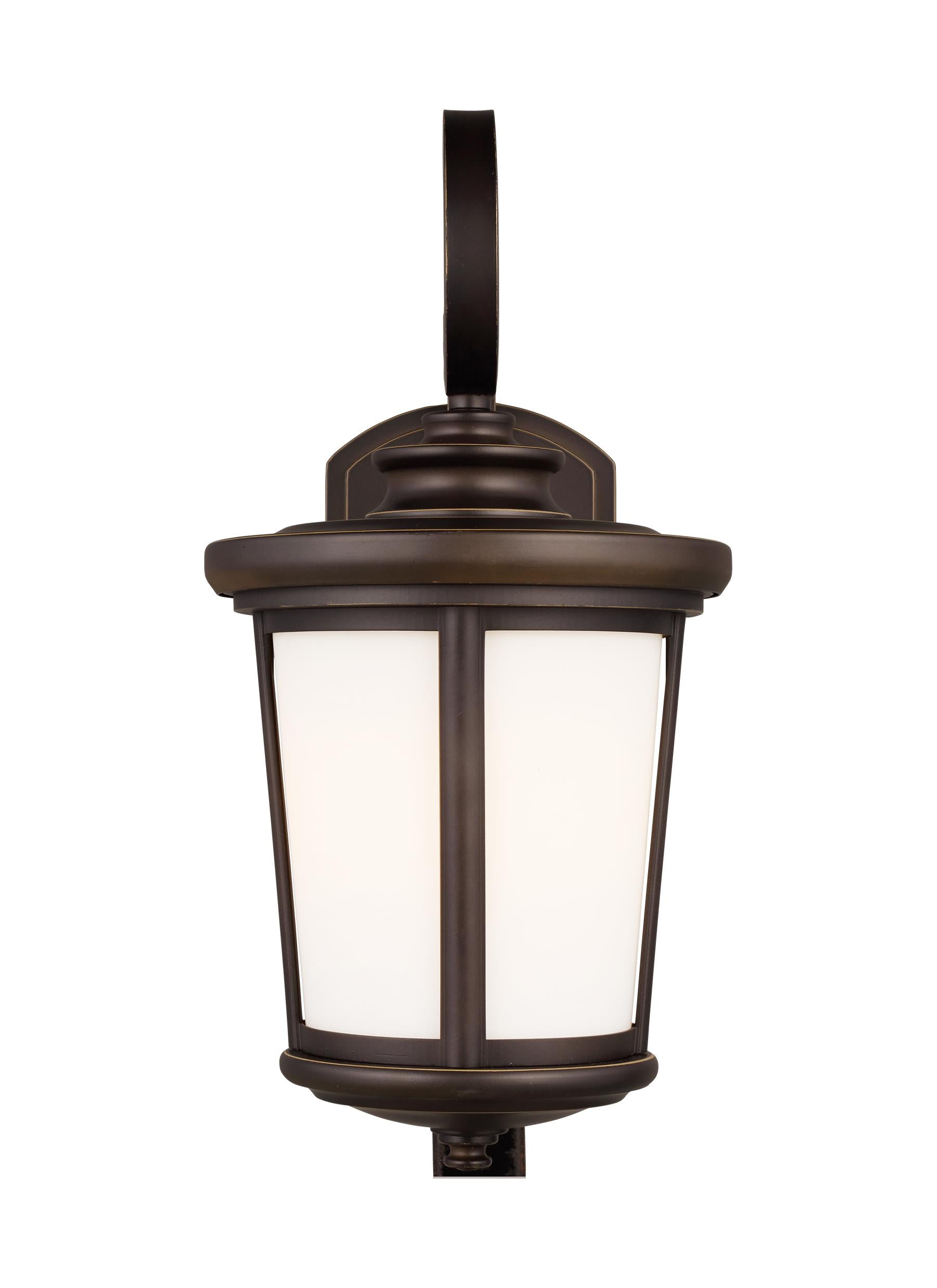 Eddington modern 1-light outdoor exterior medium wall lantern sconce in antique bronze finish with cased opal etched glass...