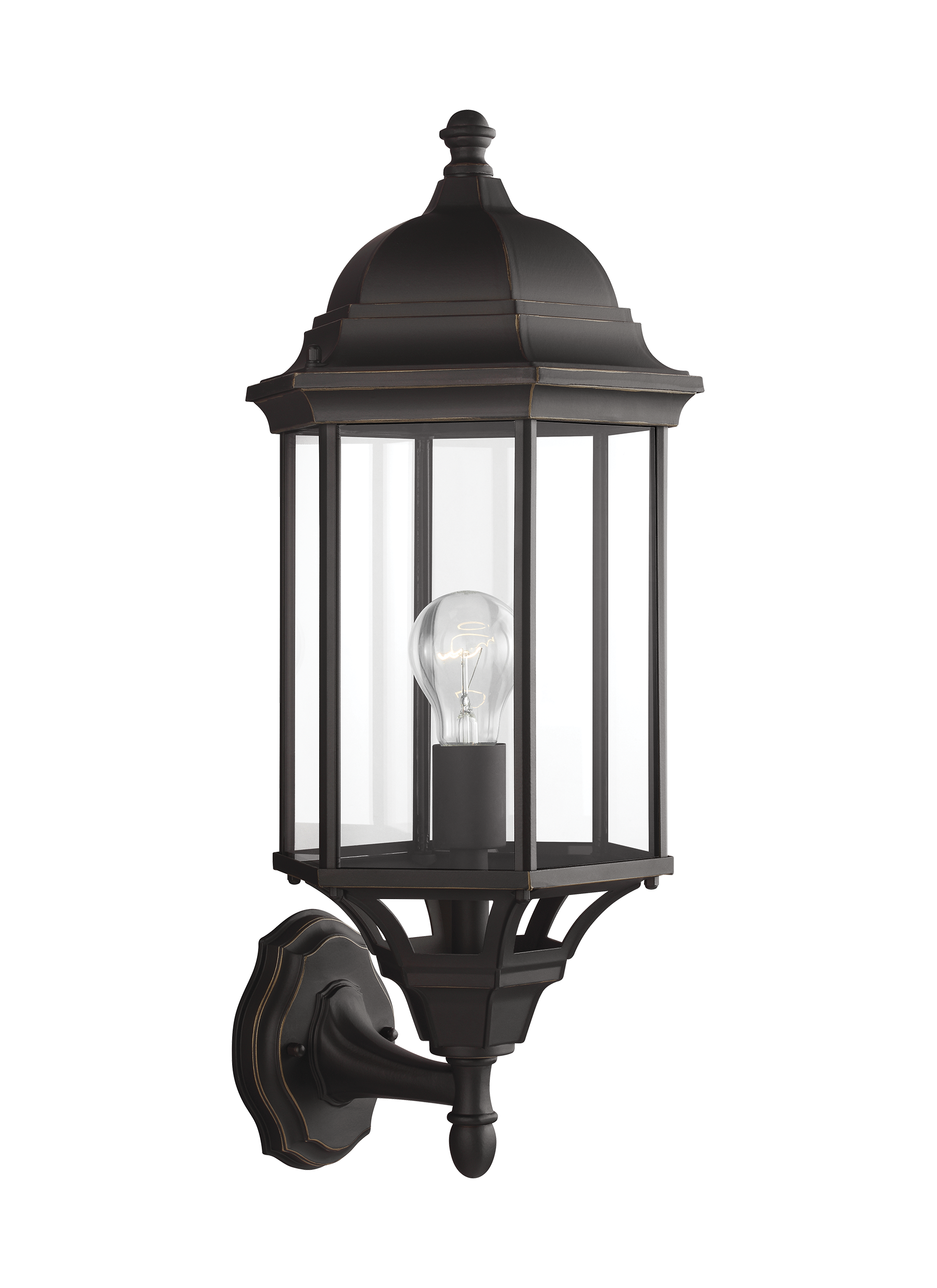 Sevier traditional 1-light outdoor exterior large uplight outdoor wall lantern sconce in antique bronze finish with clear ...