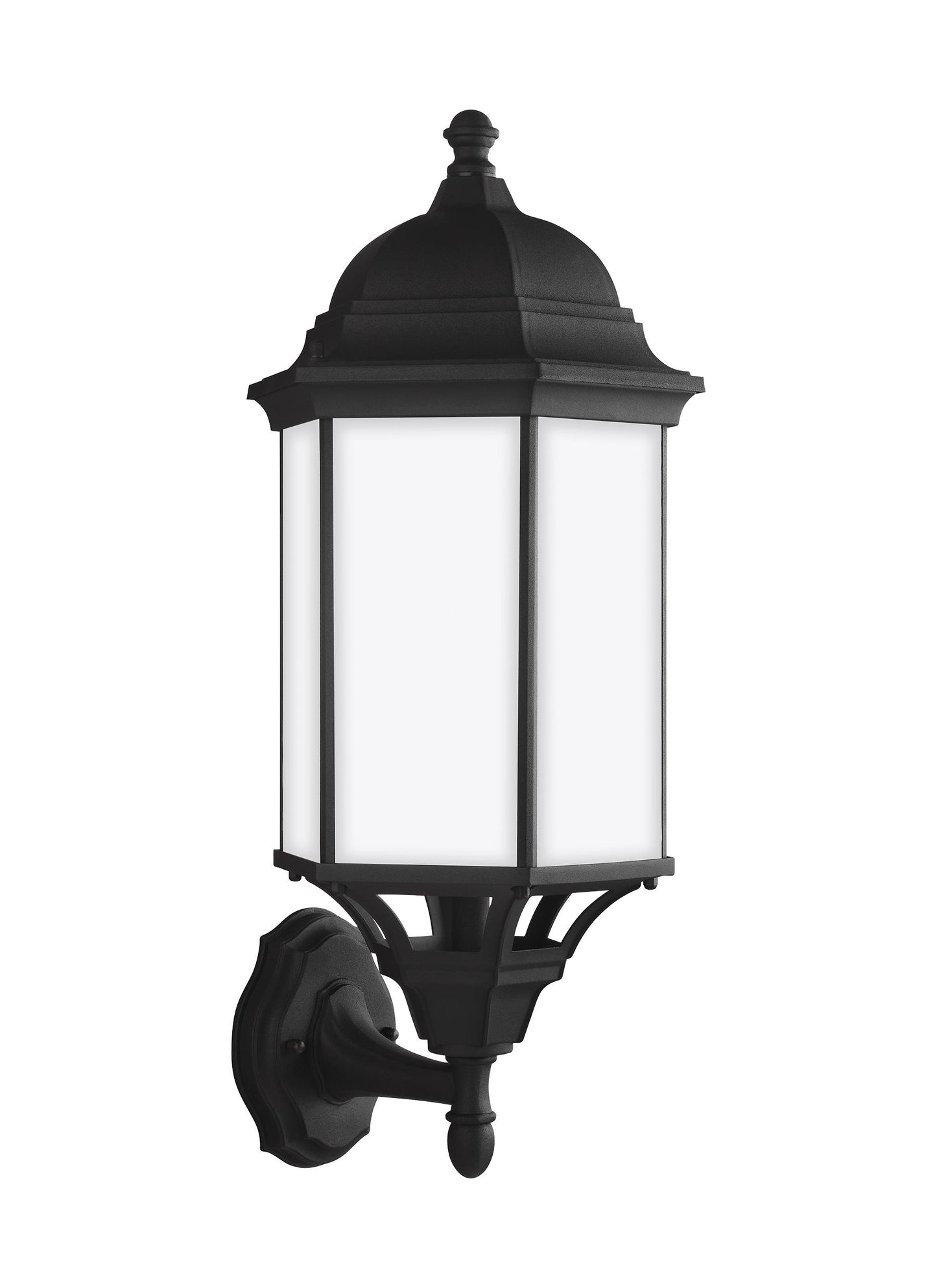 Sevier traditional 1-light outdoor exterior large uplight outdoor wall lantern sconce in black finish with satin etched gl...