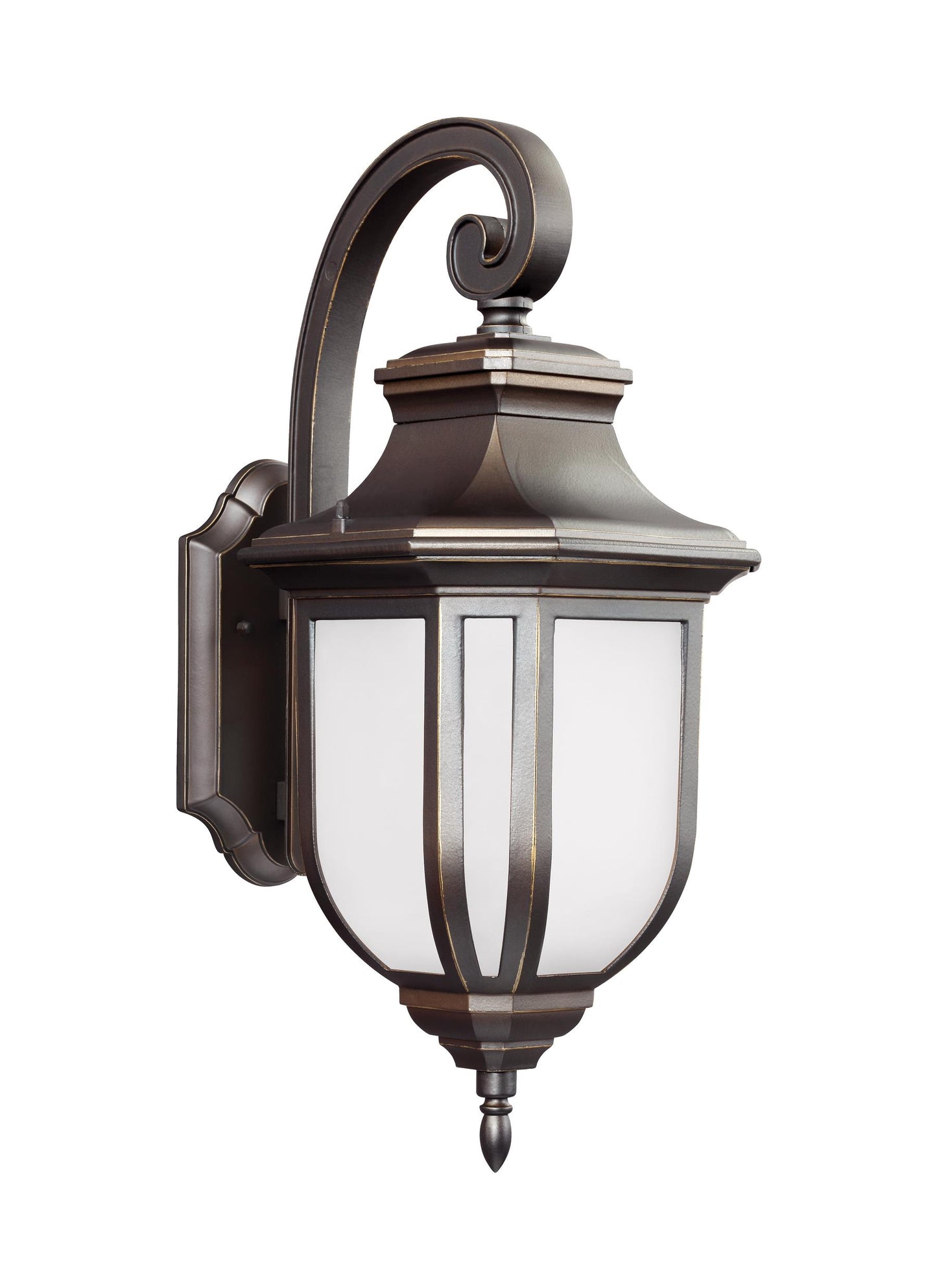 Childress traditional 1-light outdoor exterior large wall lantern sconce in antique bronze finish with satin etched glass ...