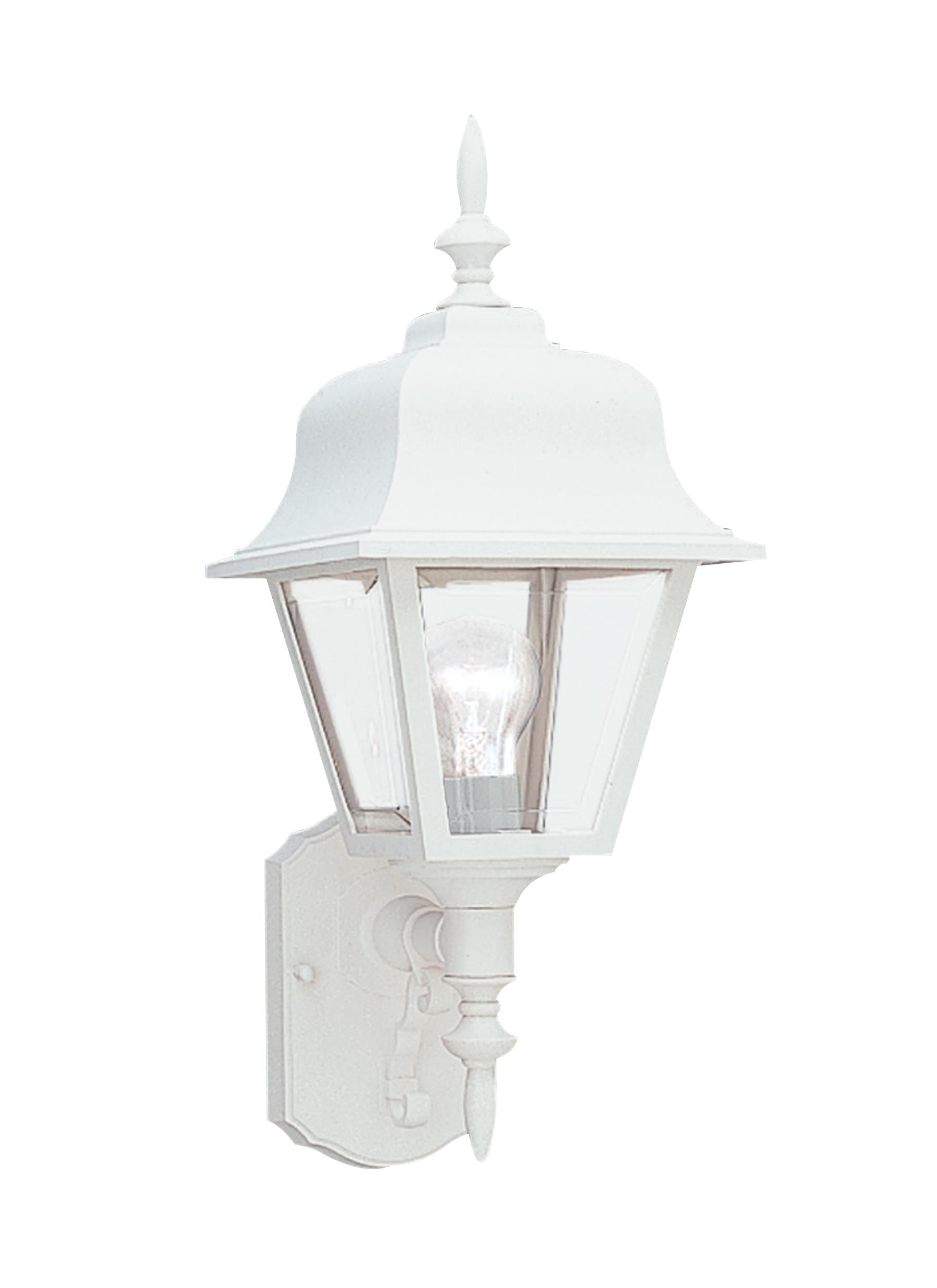 Polycarbonate Outdoor traditional 1-light outdoor exterior large wall lantern sconce in white finish with clear beveled ac...