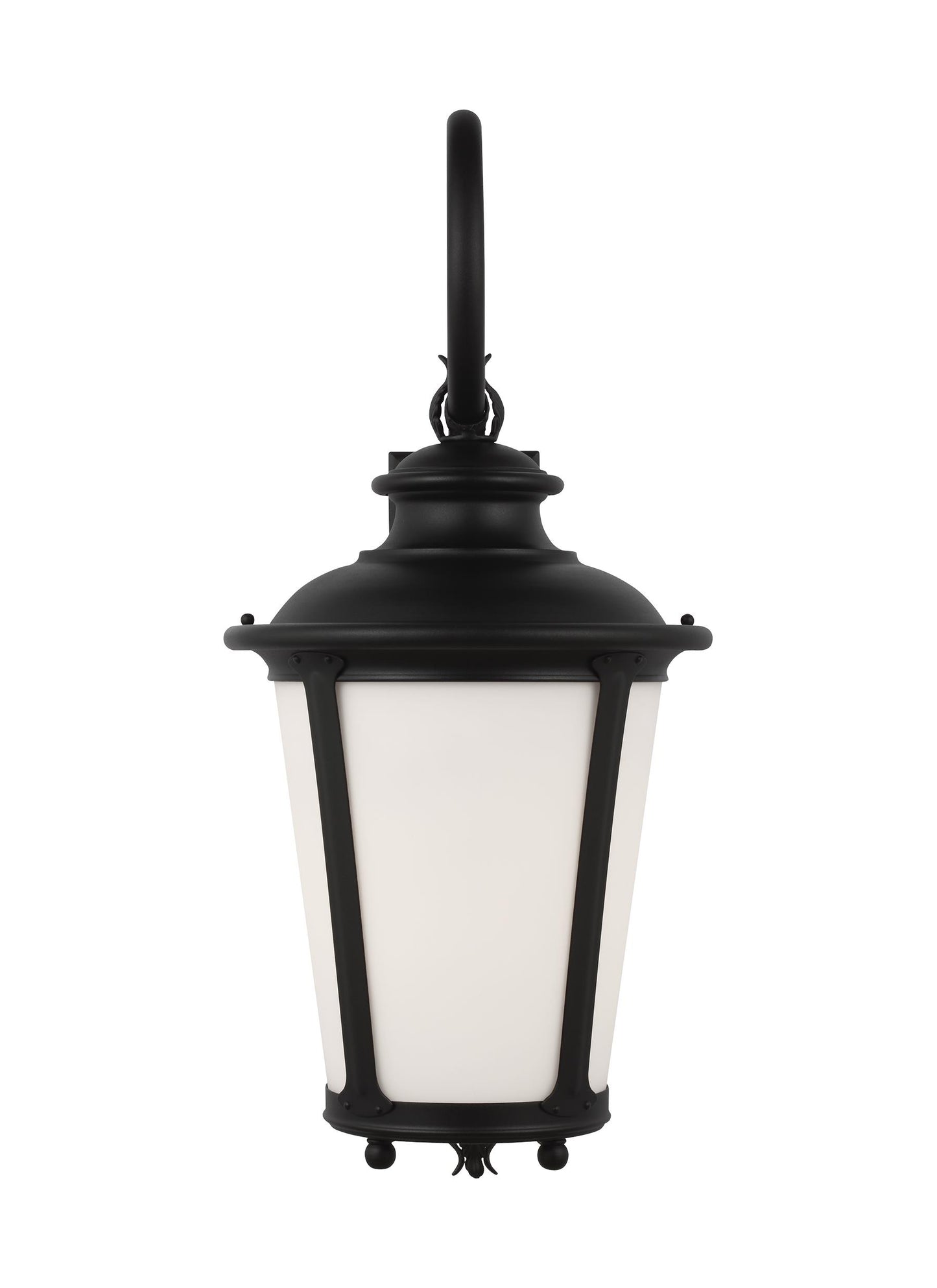 Cape May traditional 1-light LED outdoor exterior extra large 30'' tall wall lantern sconce in black finish with etched wh...