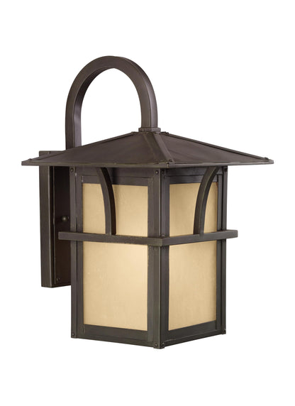 Medford Lakes transitional 1-light outdoor exterior medium wall lantern sconce in statuary bronze finish with etched hamme...