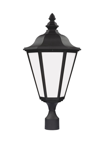 Brentwood traditional 1-light outdoor exterior post lantern in black finish with smooth white glass panels