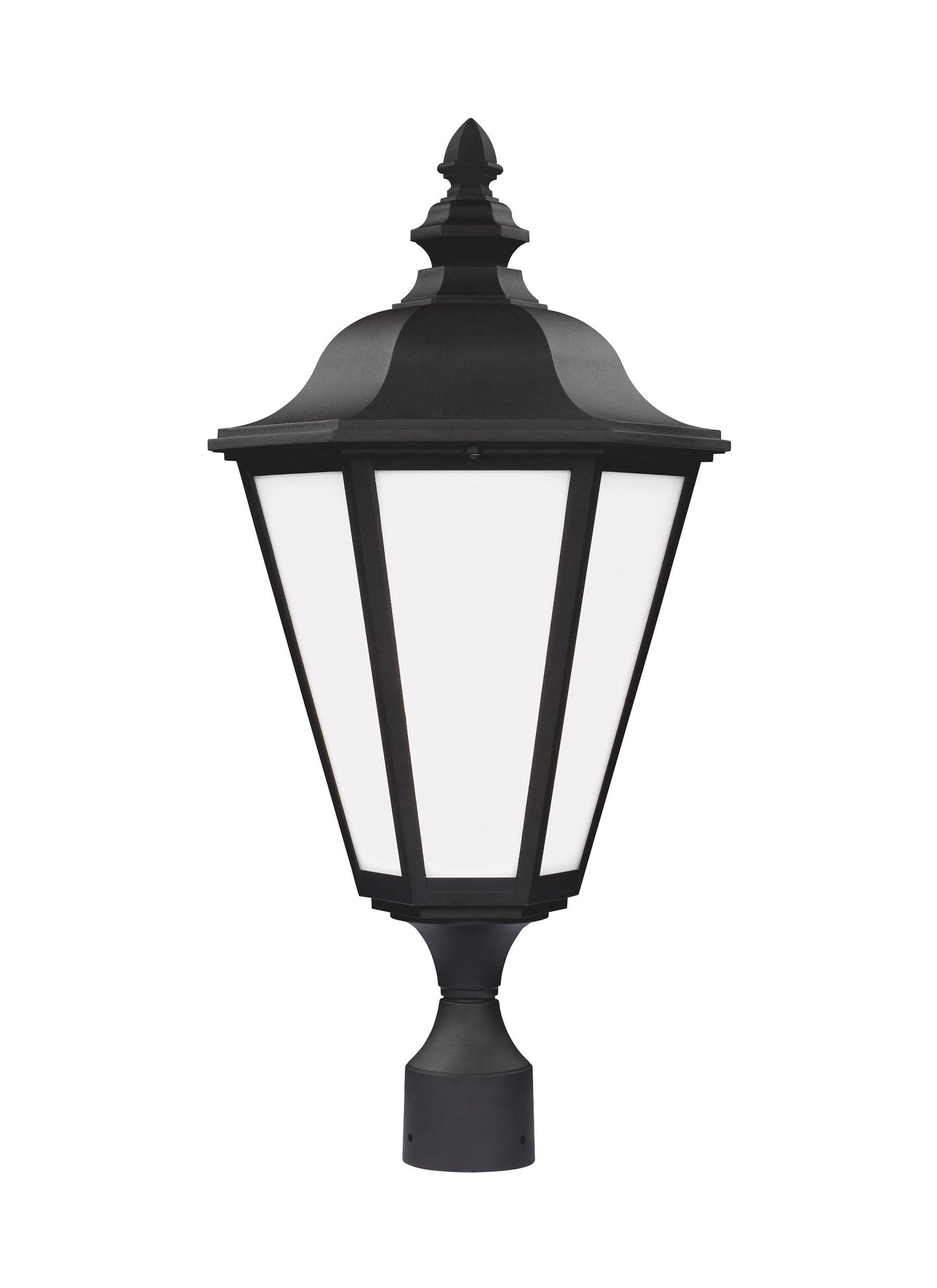 Brentwood traditional 1-light outdoor exterior post lantern in black finish with smooth white glass panels