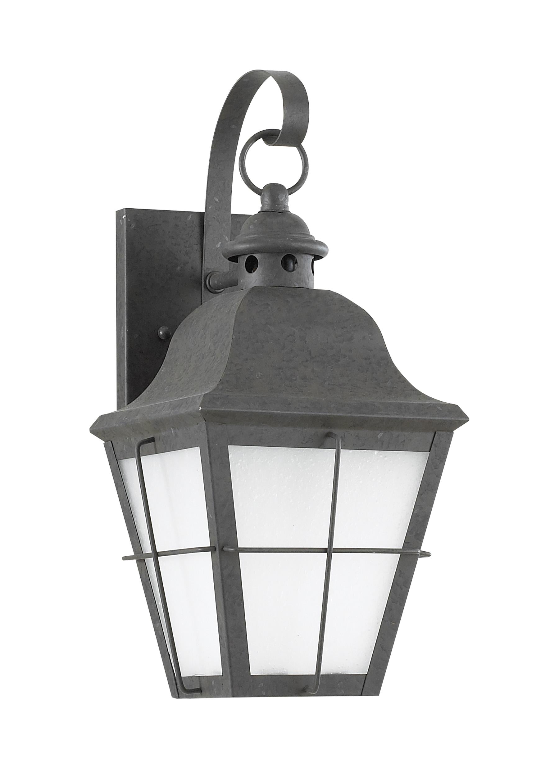 Chatham traditional 1-light medium outdoor exterior wall lantern sconce in oxidized bronze finish with frosted seeded glas...