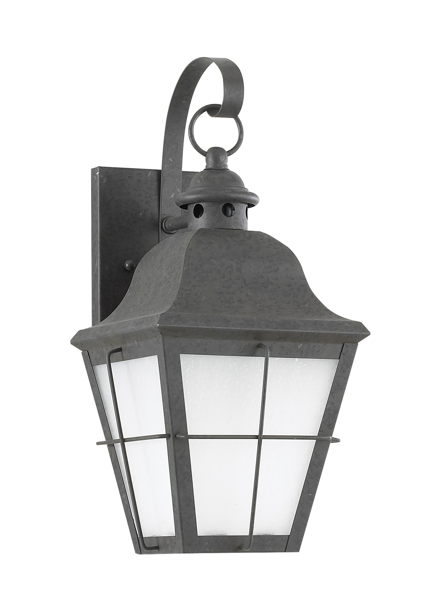 Chatham traditional 1-light medium outdoor exterior wall lantern sconce in oxidized bronze finish with frosted seeded glas...