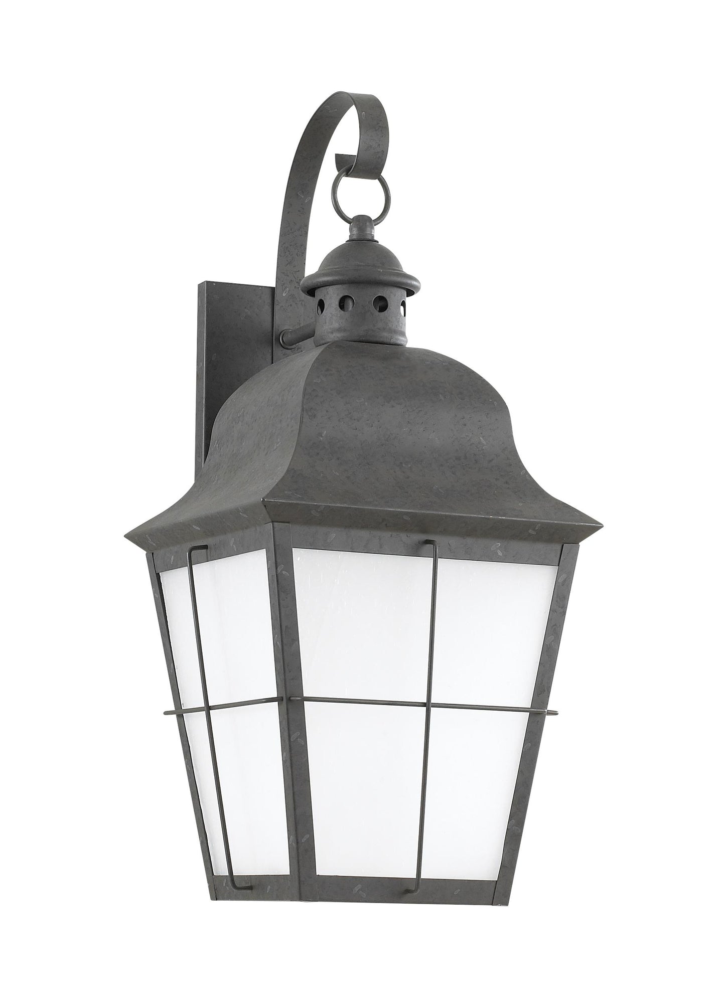 Chatham traditional 1-light large outdoor exterior wall lantern sconce in oxidized bronze finish with frosted seeded glass...