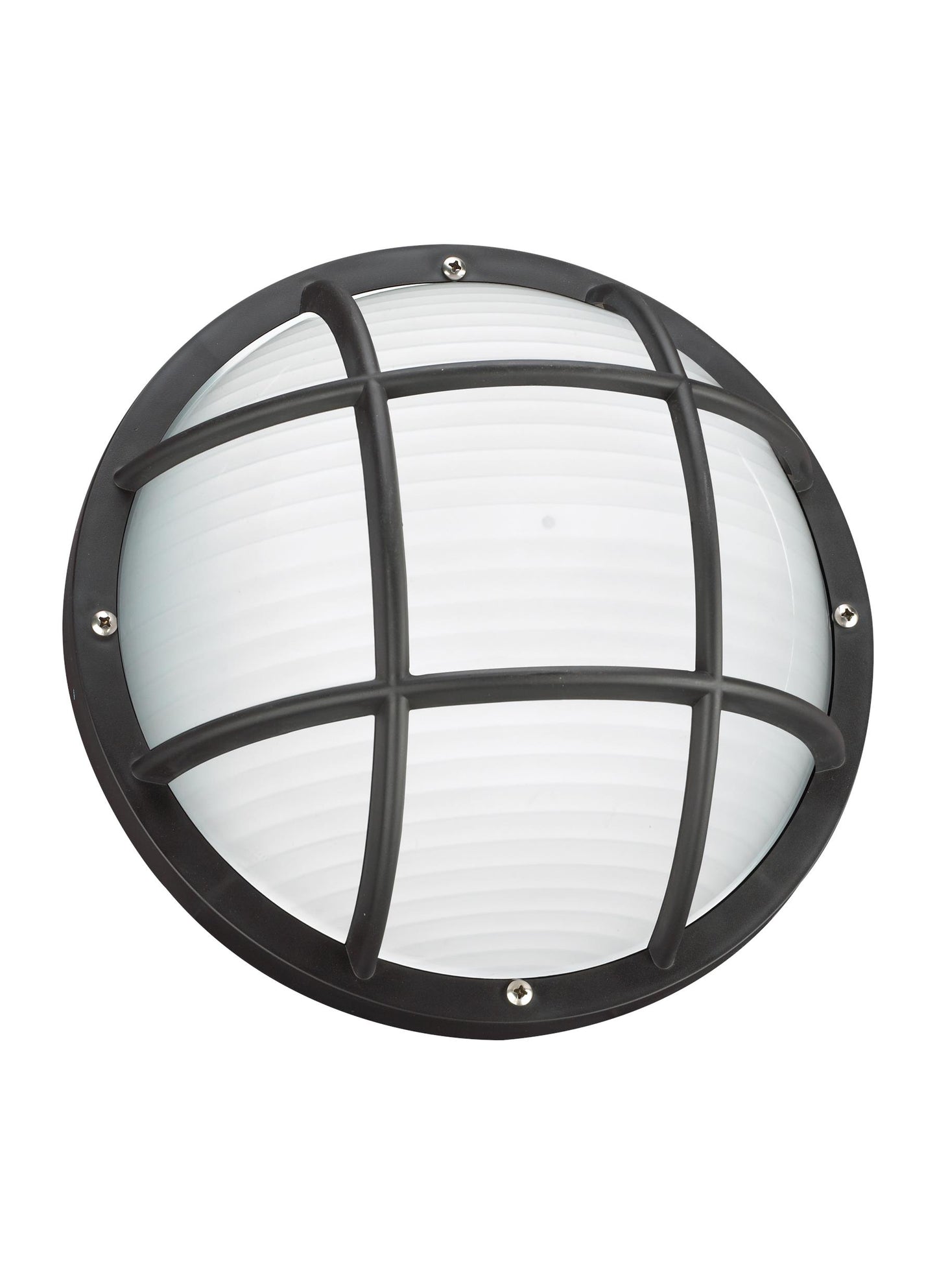 Bayside traditional 1-light outdoor exterior wall or ceiling mount in black finish with polycarbonate body and frosted whi...